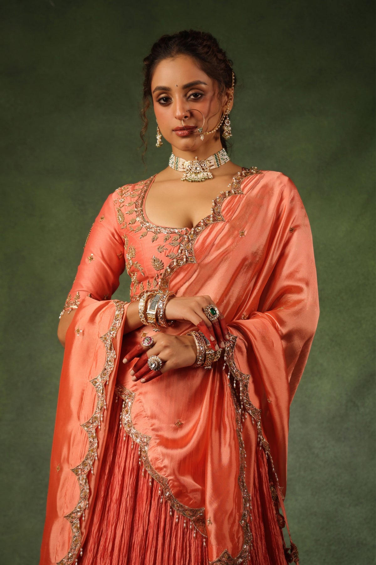 Peach Zardosi Ambi Lehenga Set