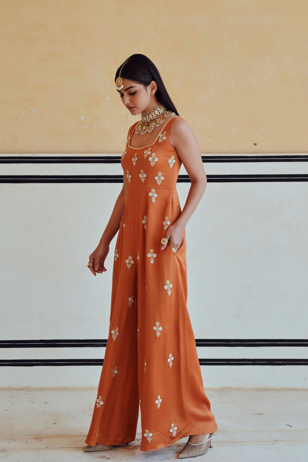 Copper Embroidered Jumpsuit