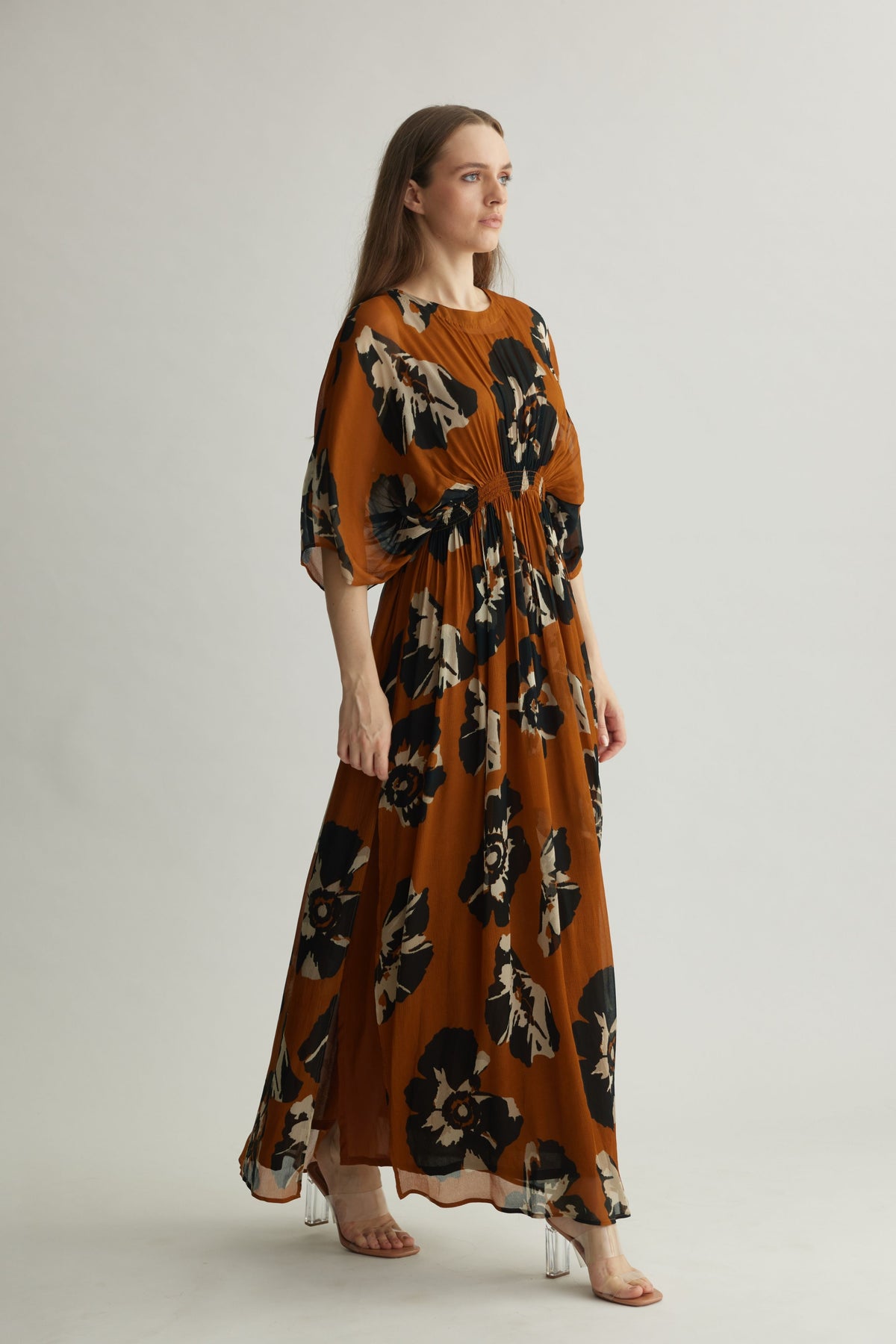 Black Floral Kaftan Dress