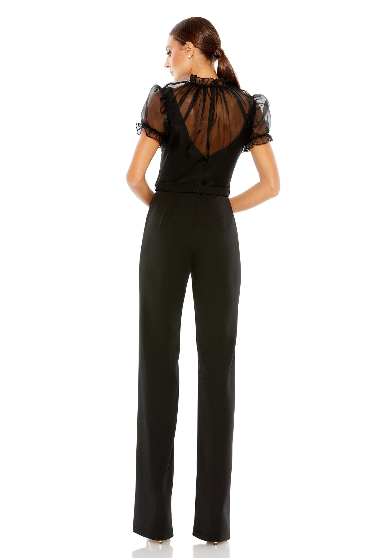 High Neckline Short Ruffled Jumpsuit