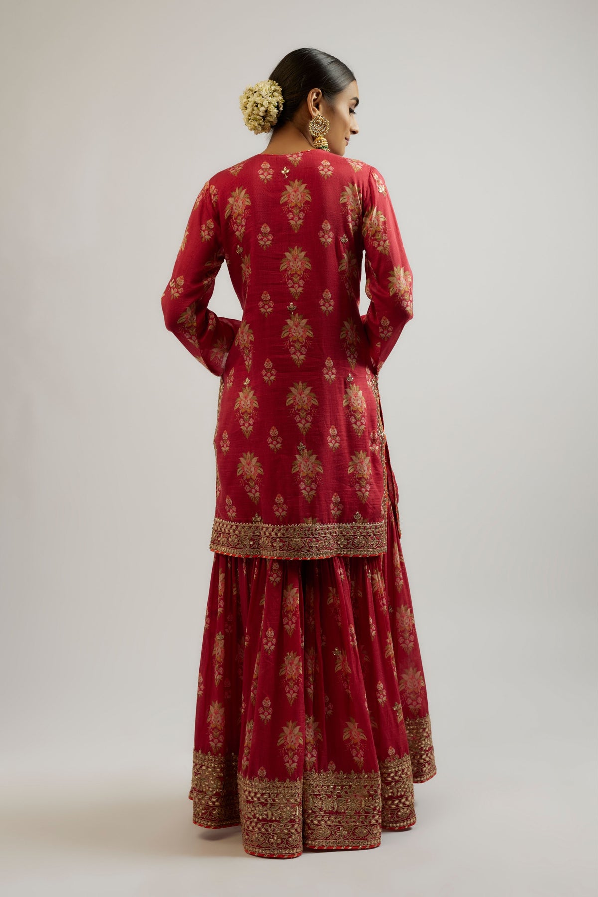 Red Sadhna Sharara Set