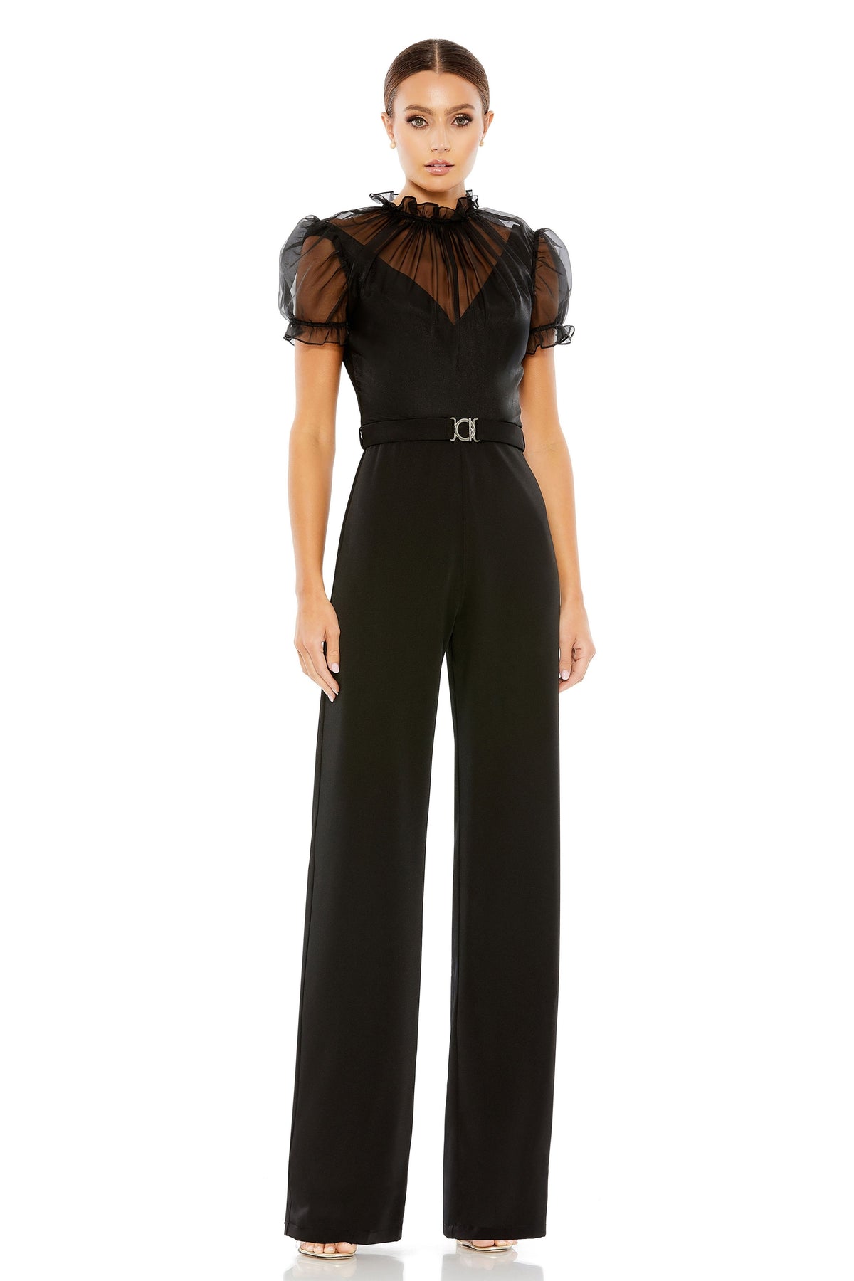 High Neckline Short Ruffled Jumpsuit