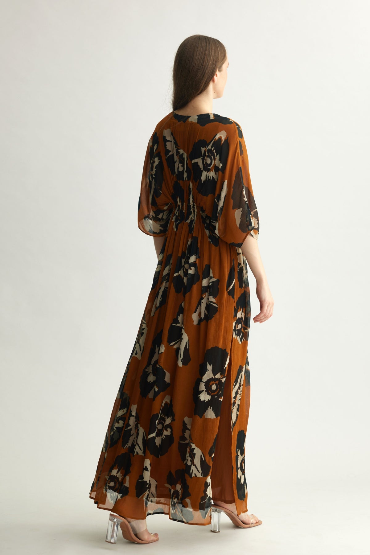 Black Floral Kaftan Dress