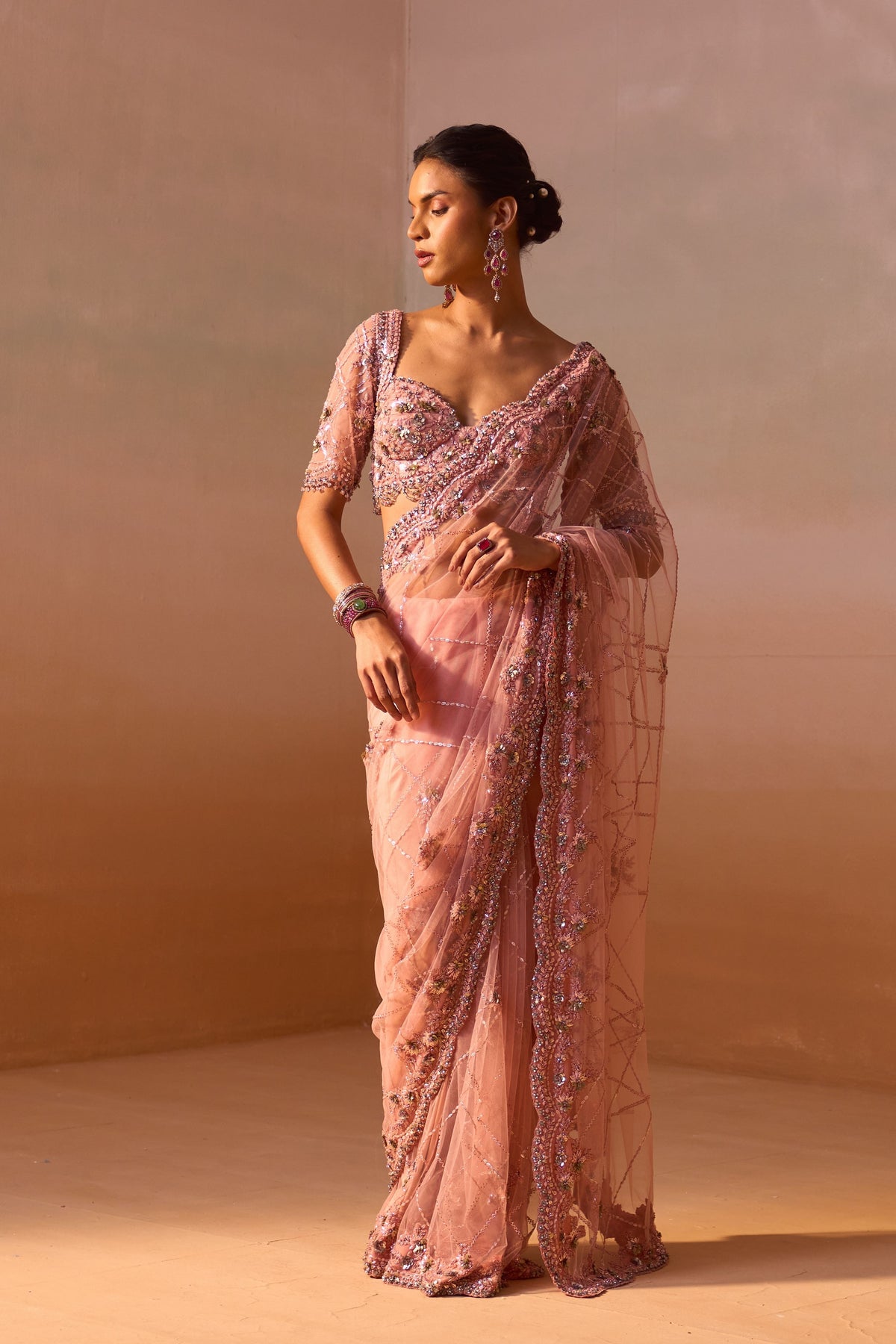 Rose Pink Saree