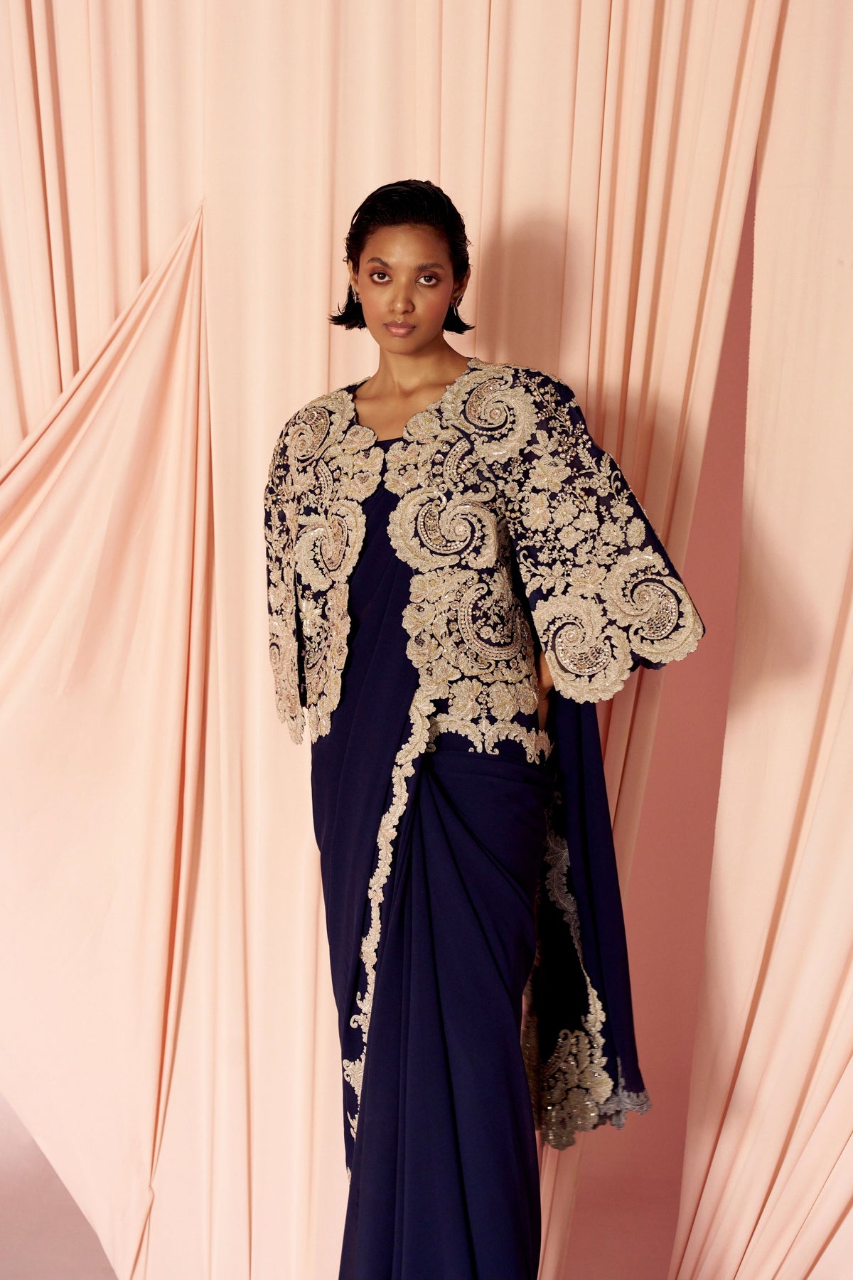 Charisma Scalloped Saree and Cape