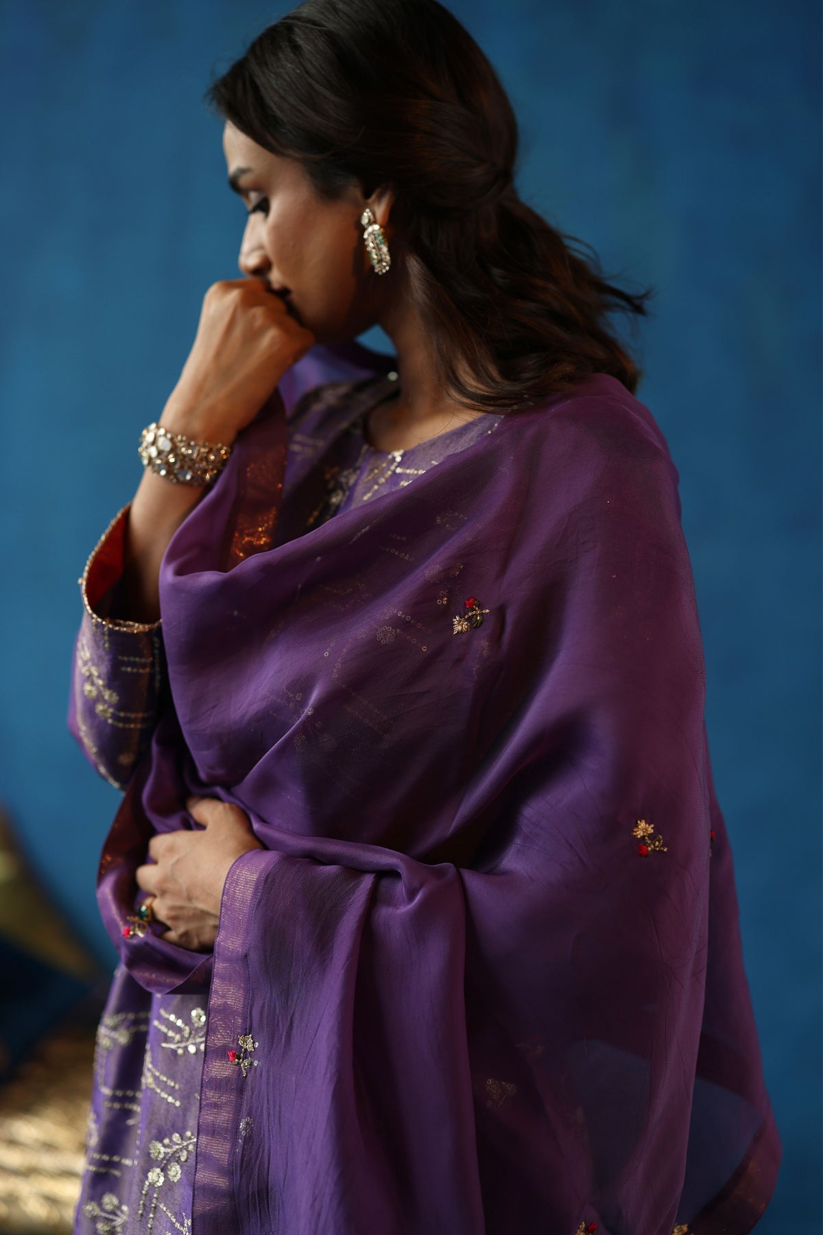 Purple Aam Panna Kurta Set