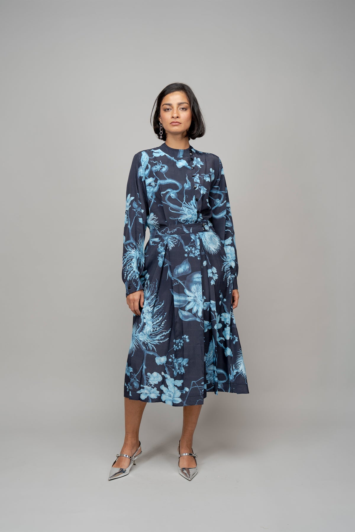 Garden Print Wrap Dress in Aurora Borealis