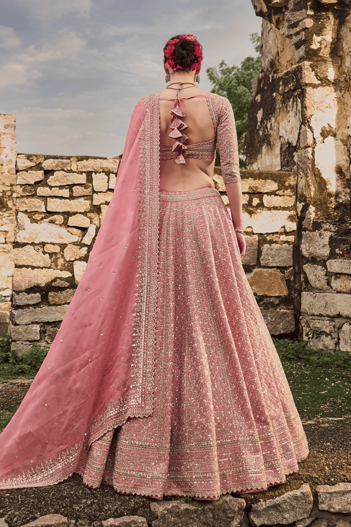 Pinkish Peach Leela Lehenga Set