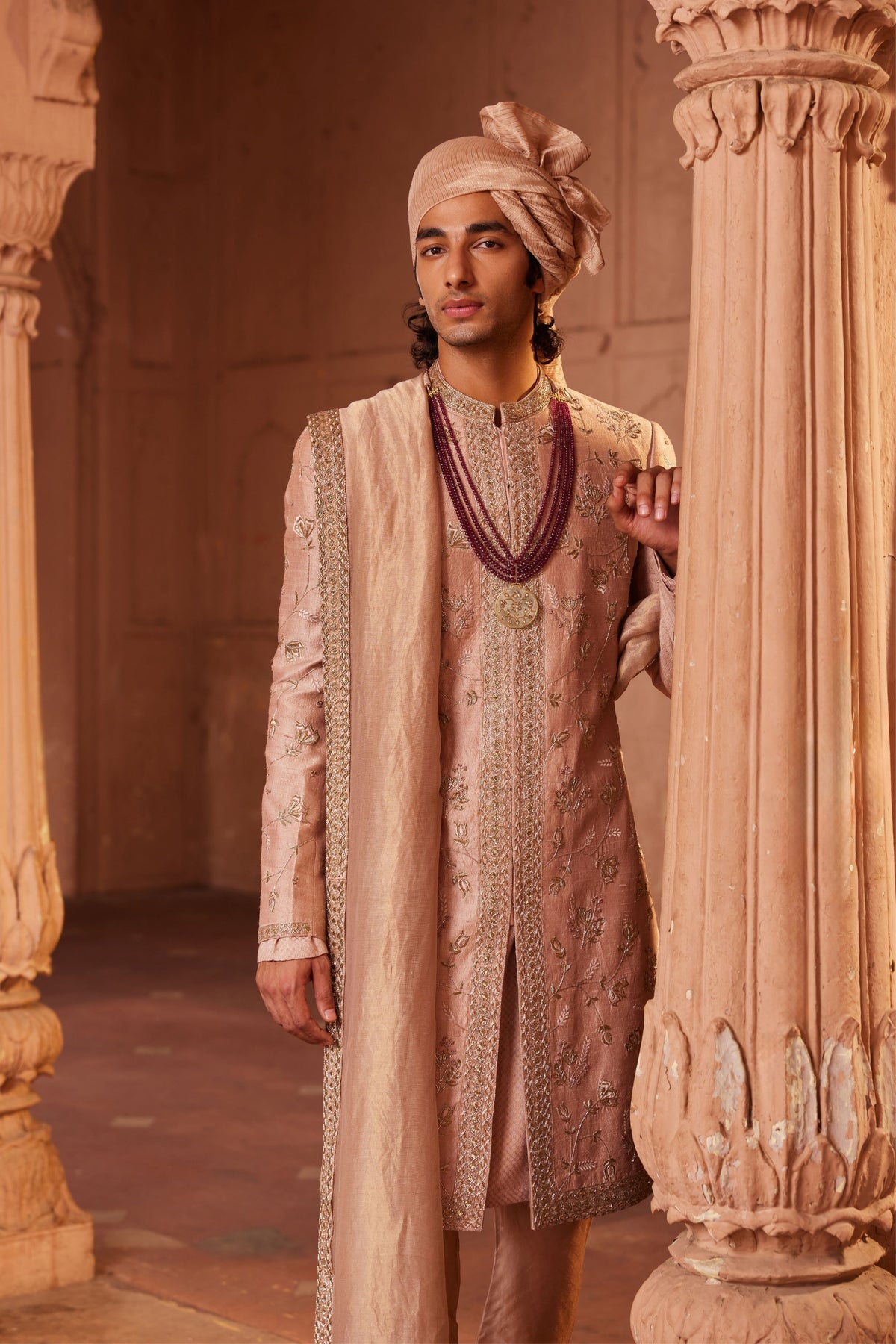 Izaar Silk Sherwani Set