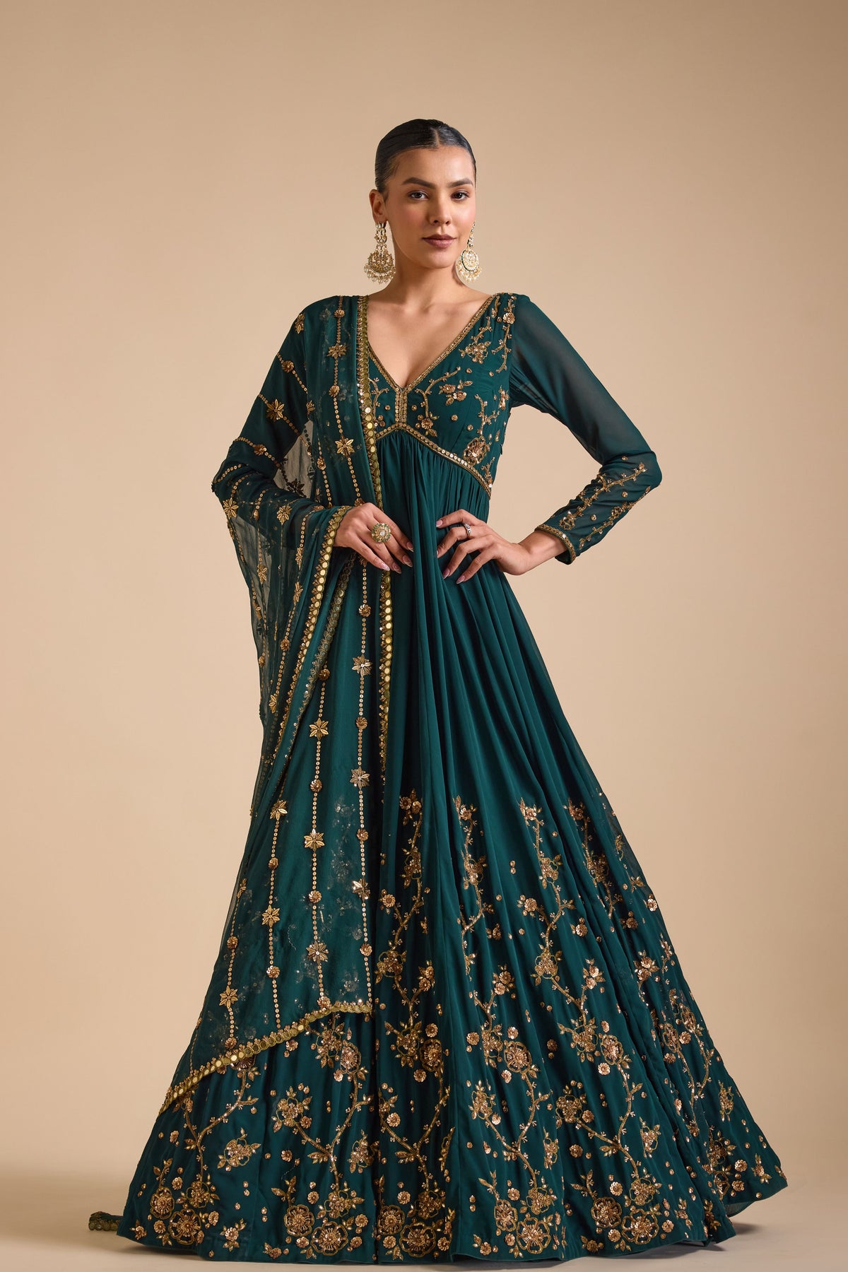 Emerald Green Anarkali Set