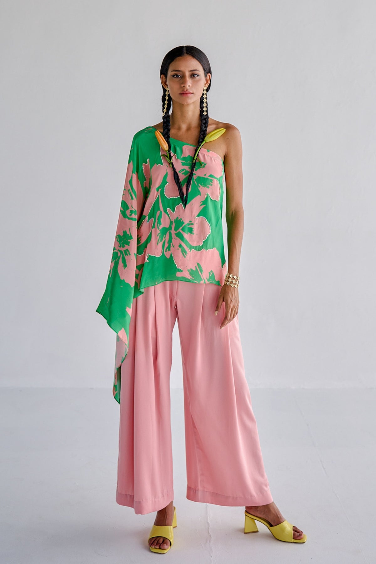 Green Pink Cape Set