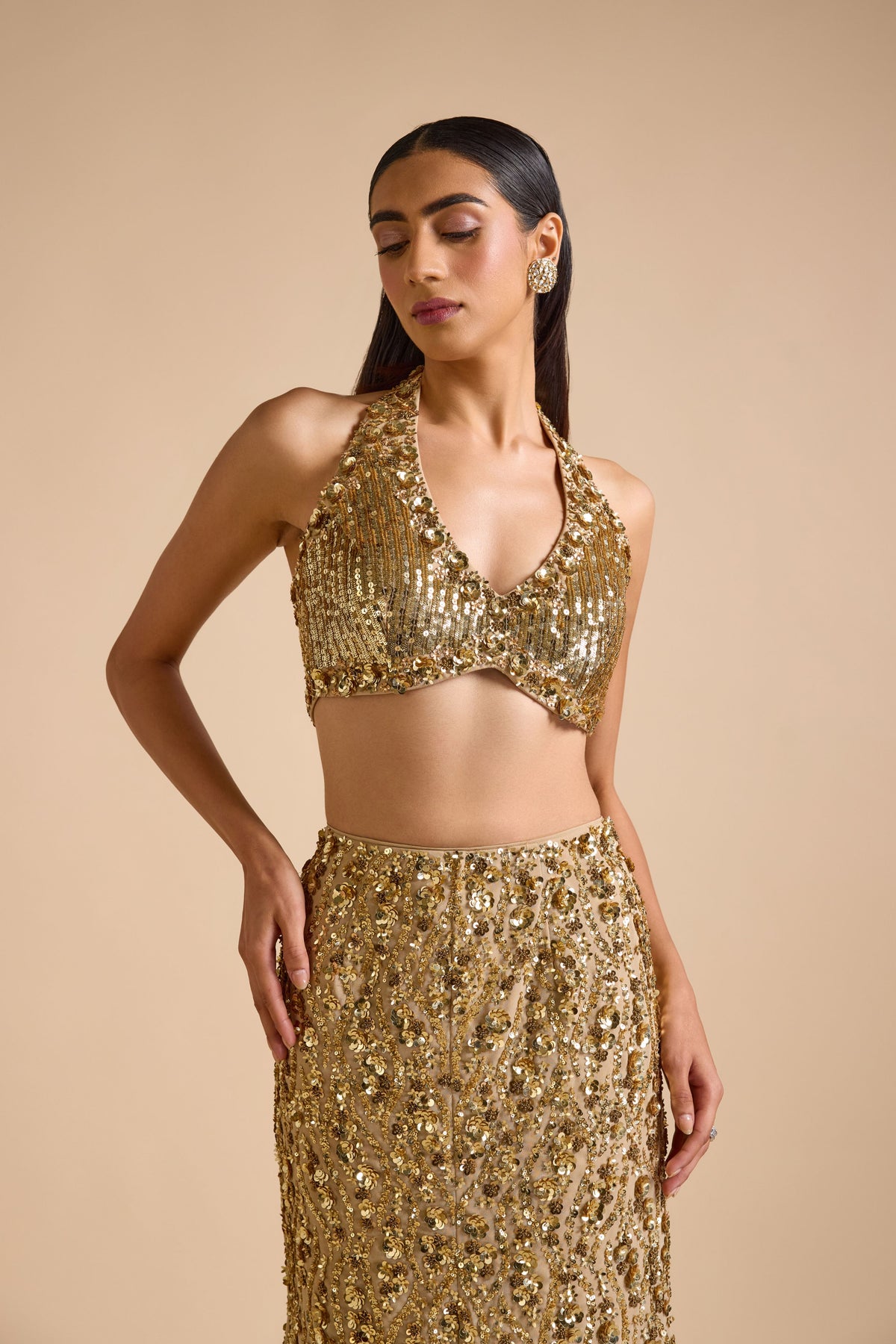 Gold Mermaid Style Skirt Set