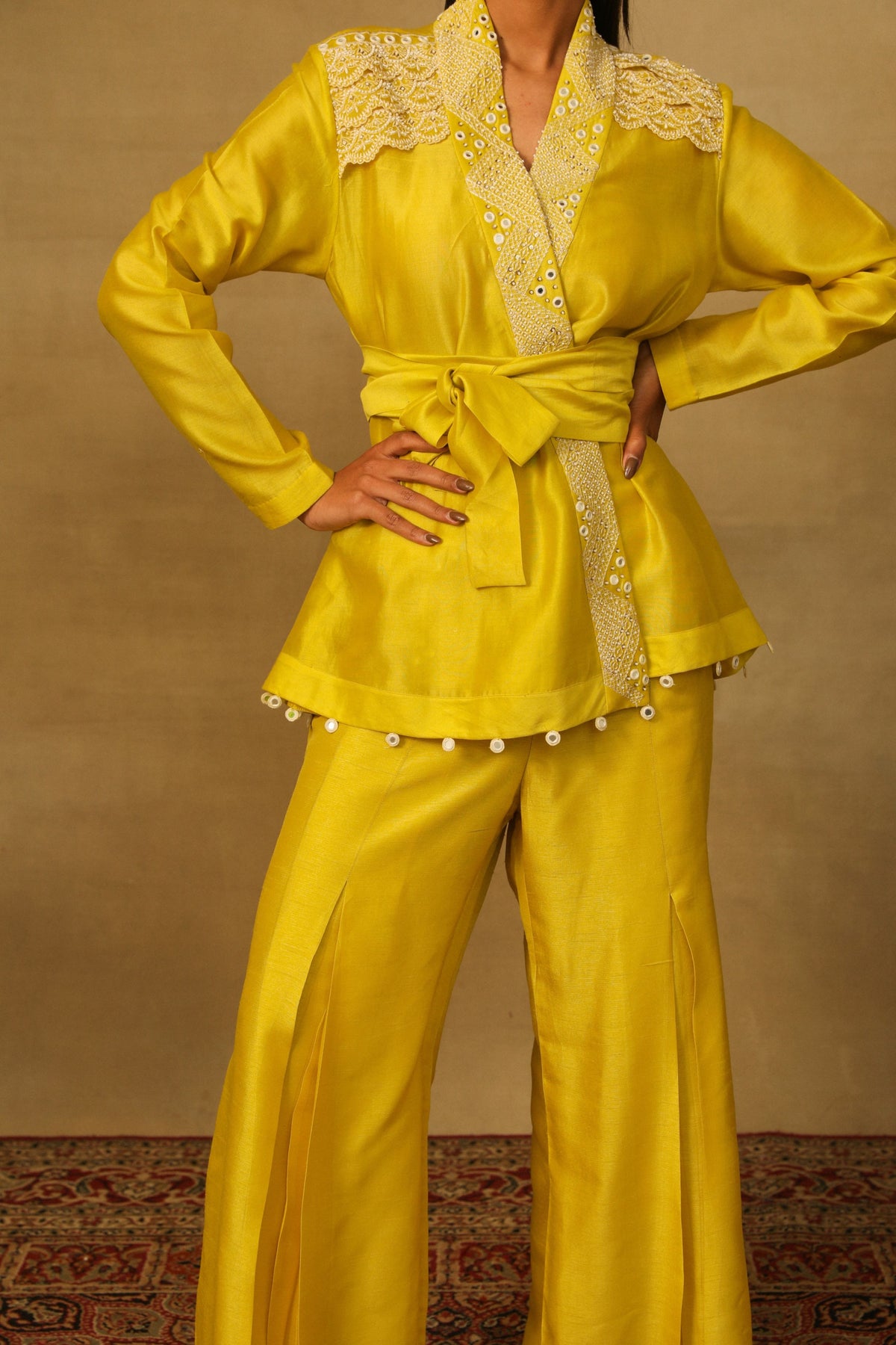 Yellow Belted Co-ord Set