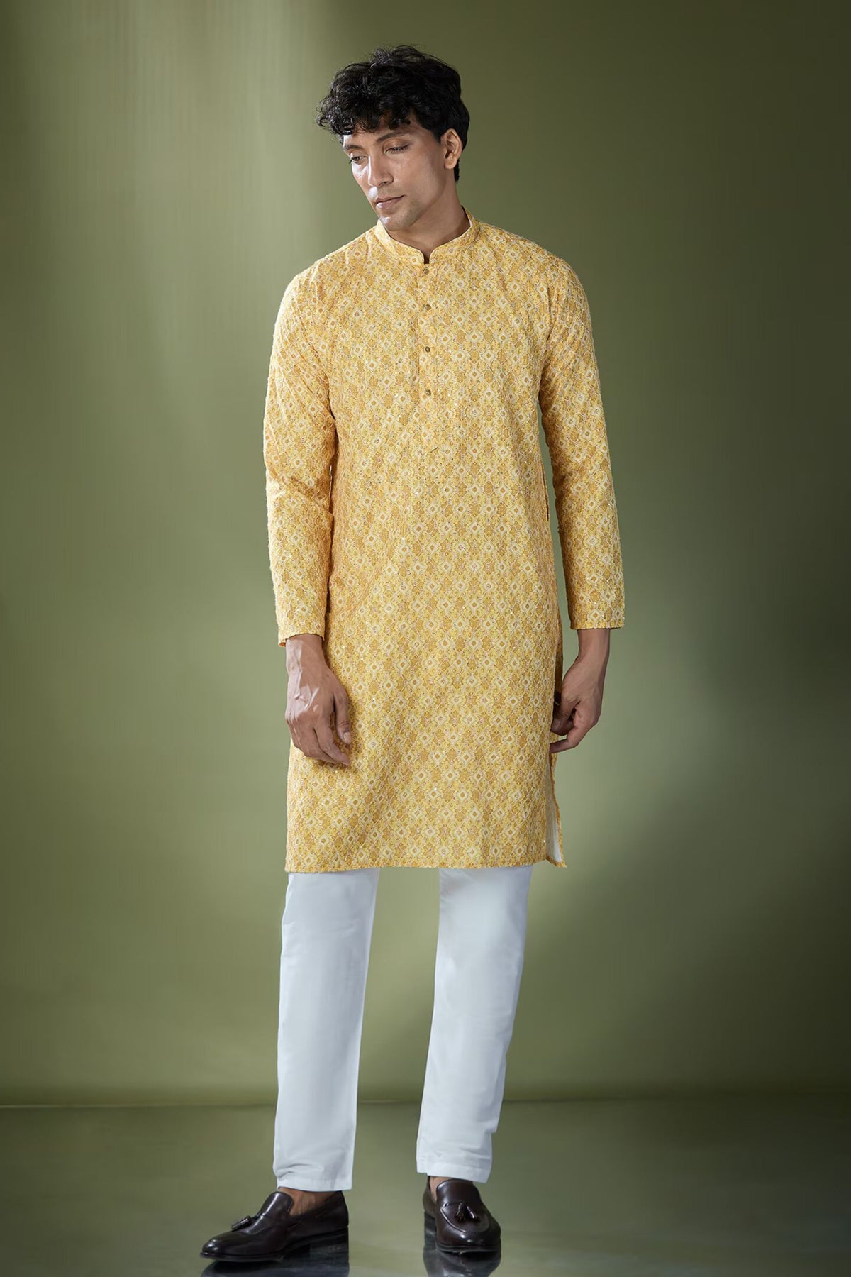 Yellow Printed Kurta Set