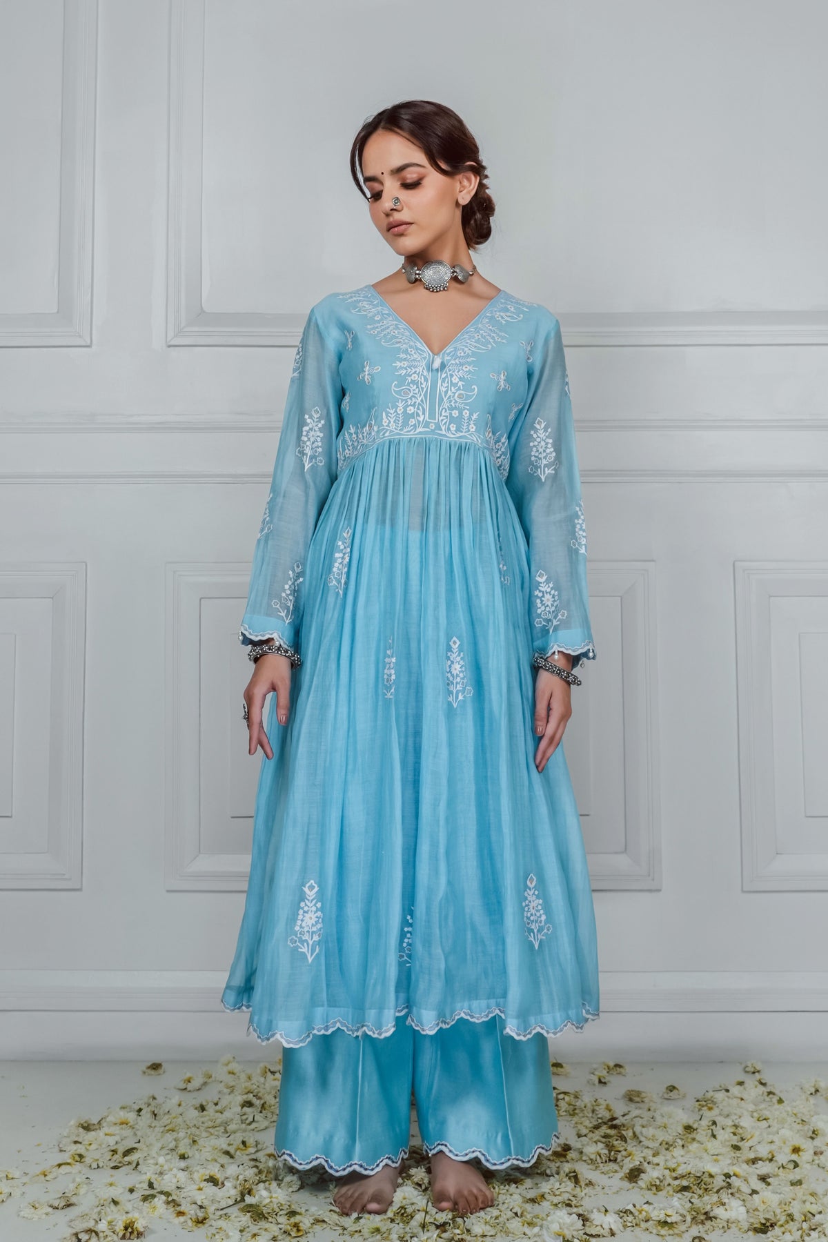 Light Blue Embroidery Kurta Set