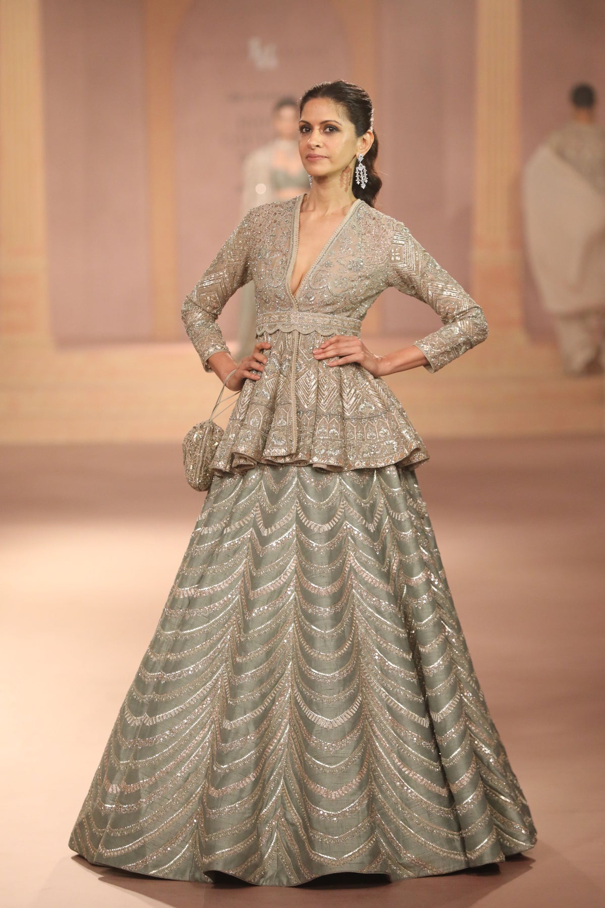 Mint Peplum Lehenga Set