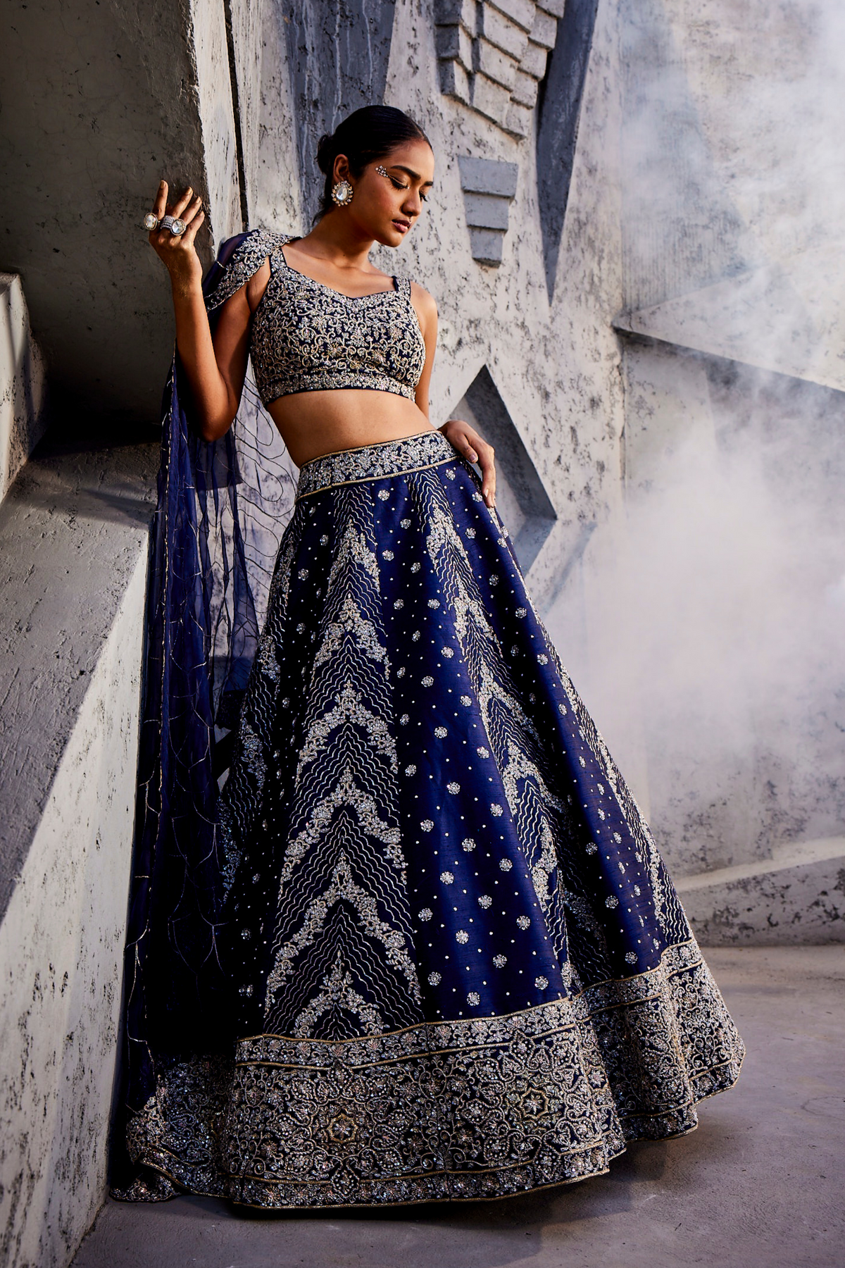 Navy Blue Alternate Kali Lehenga