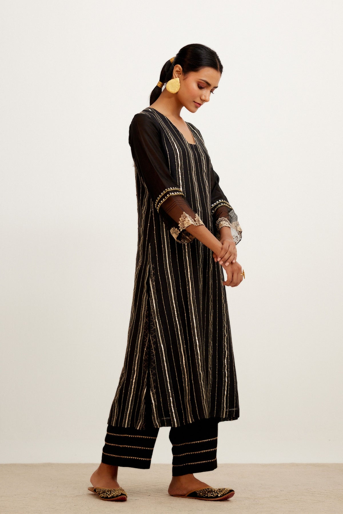 Aqua Black Kurta Set