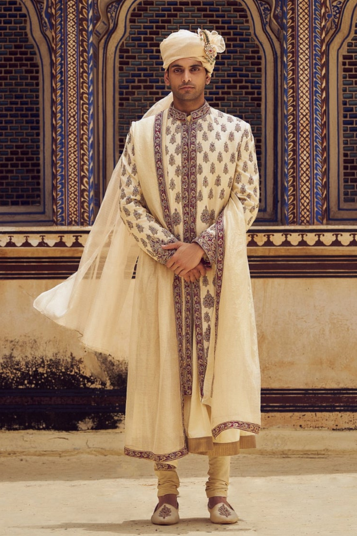 Beige Sherwani Set