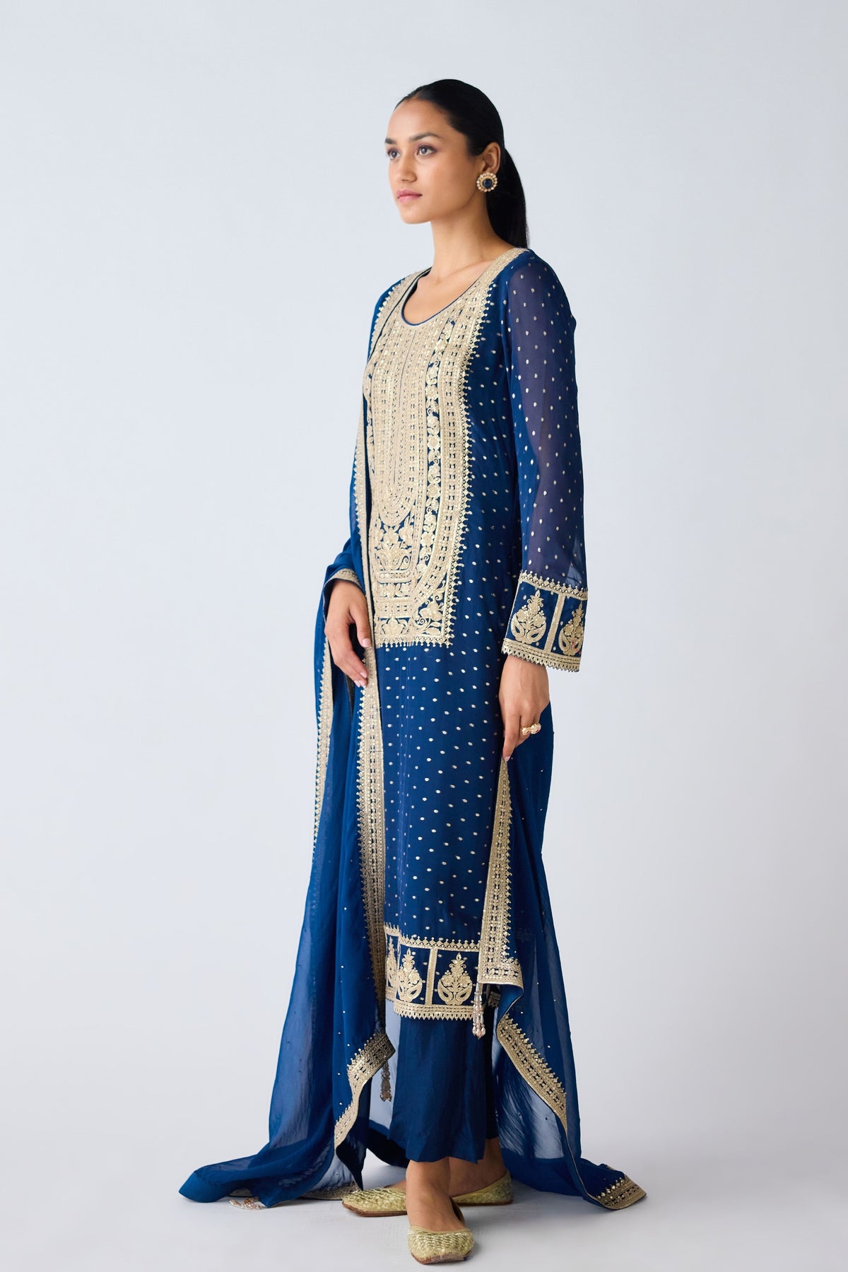 Blue Sequins Kurta Set