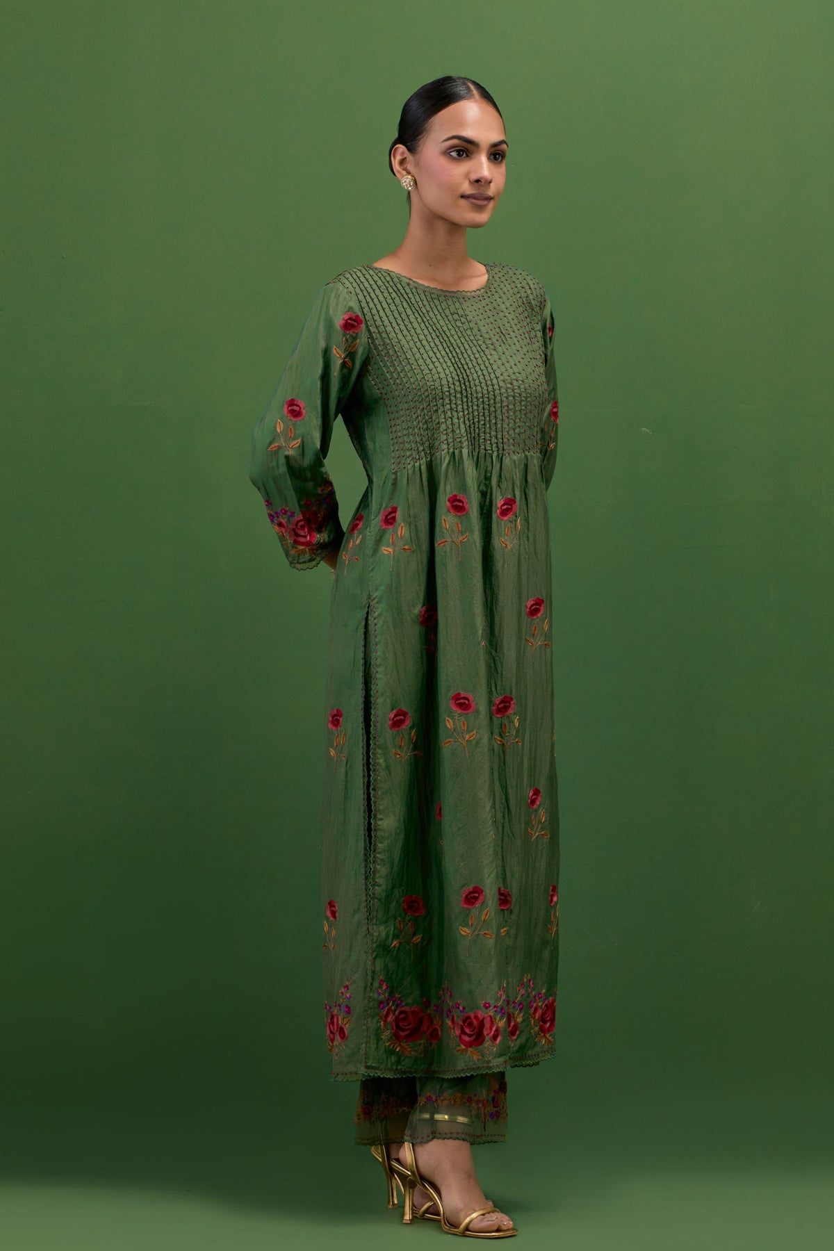 Brunswick Green Embroidery Kurta Set