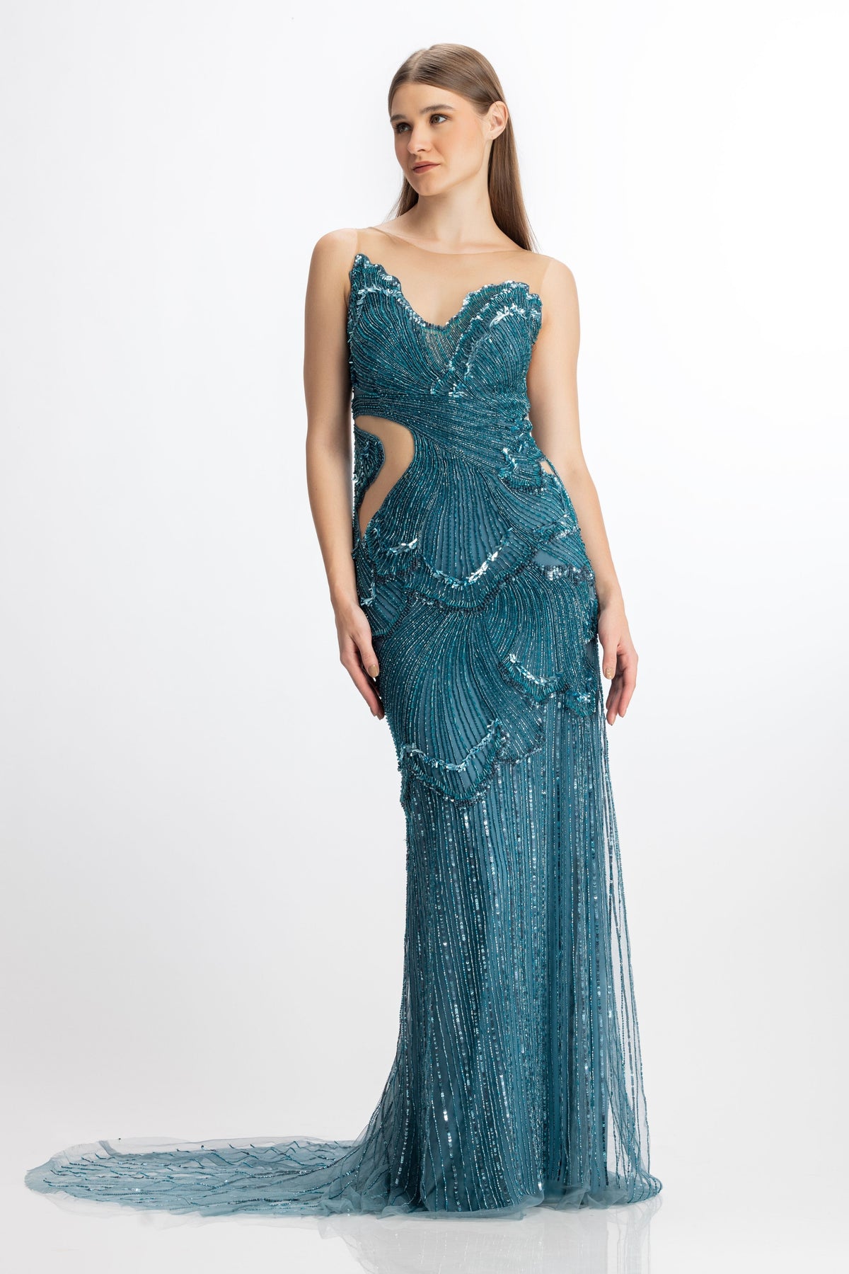 Electric Blue Fin Gown