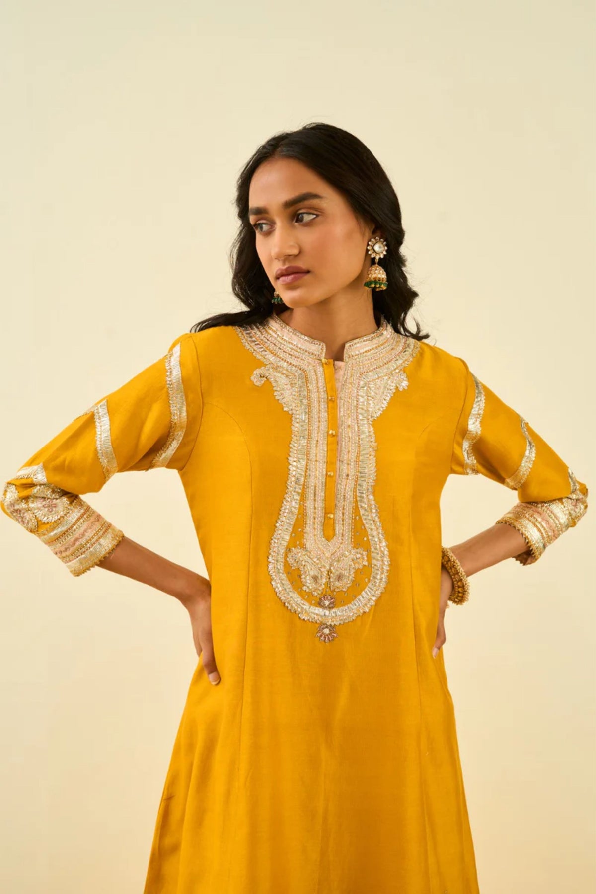 Sadiyah glaze mustard kurta set