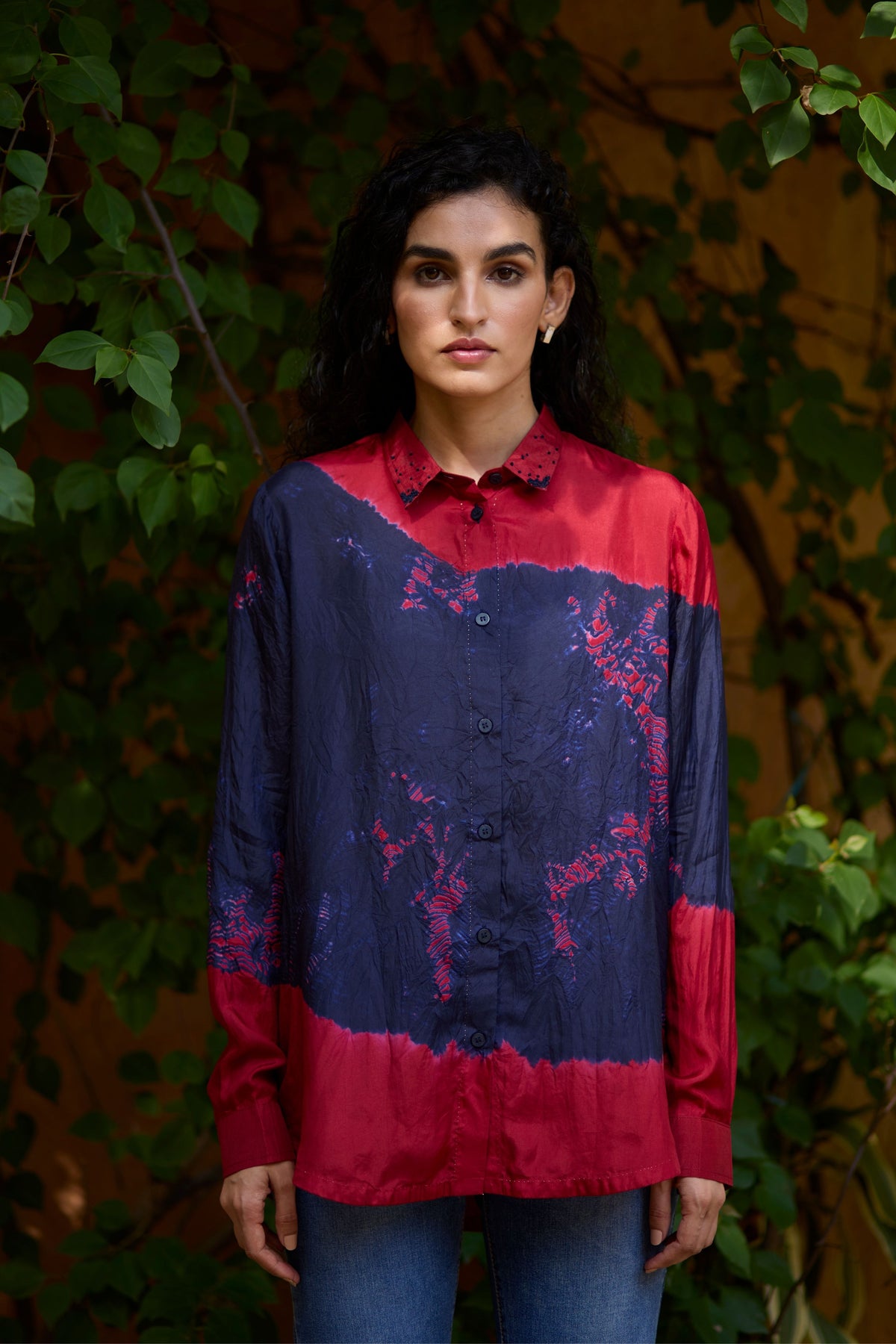 Blue and Red Bandhni Shirt