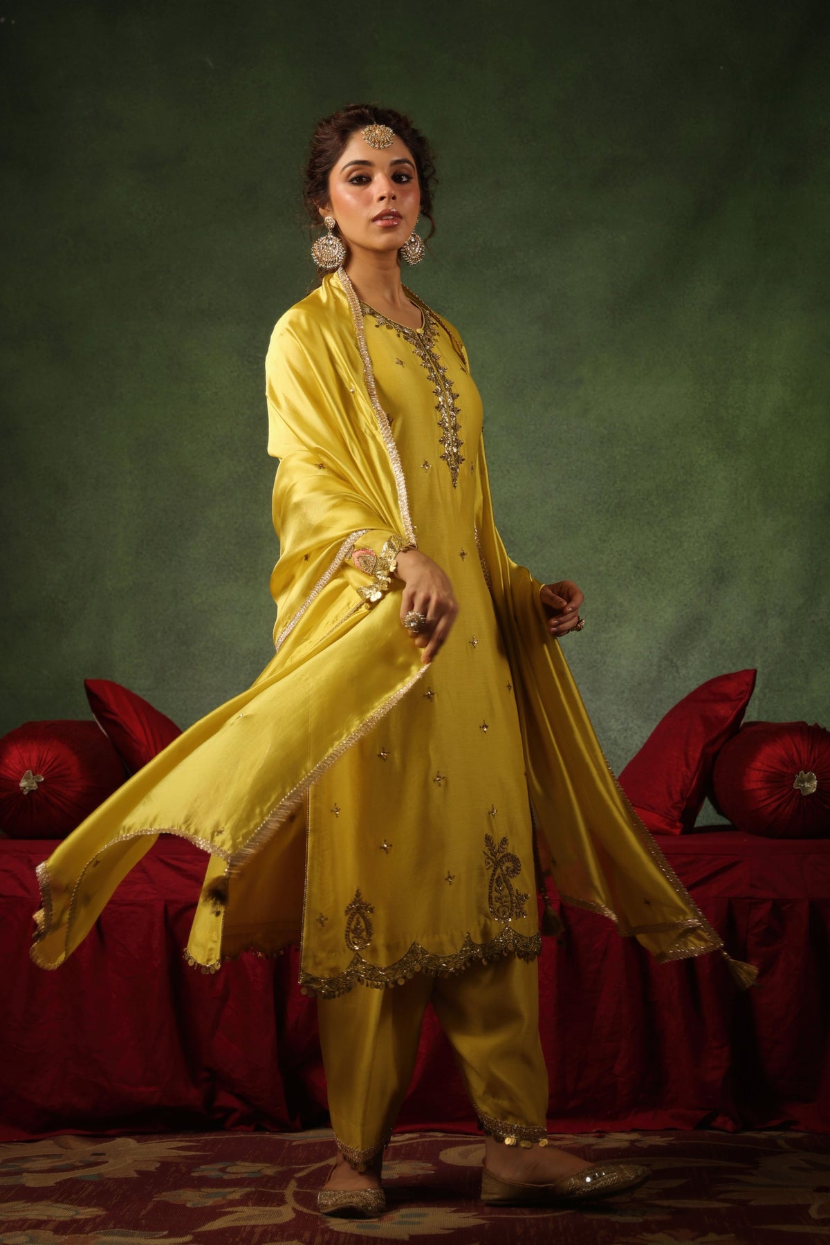 Yellow Ambi Buta Kurta Set