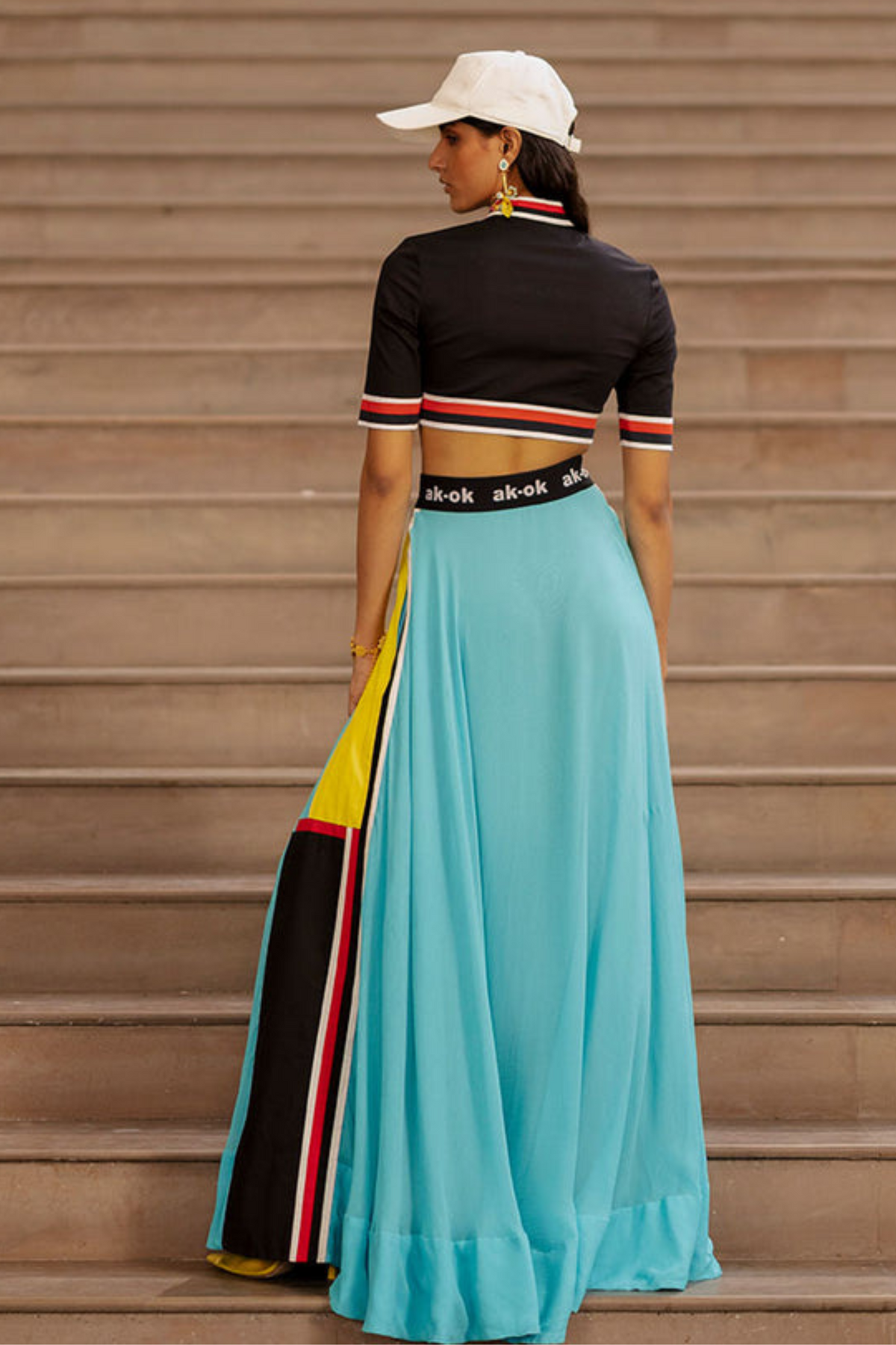 Lehenga Skirt And Top With Sporty Detail