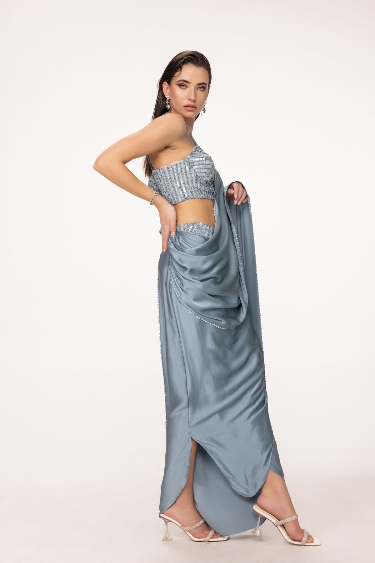 Blue Draped Saree