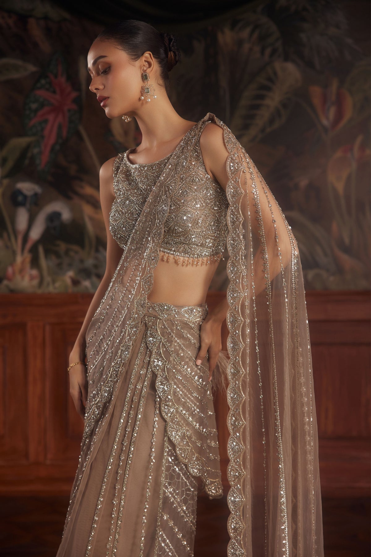 Solaris Beige Draped Saree