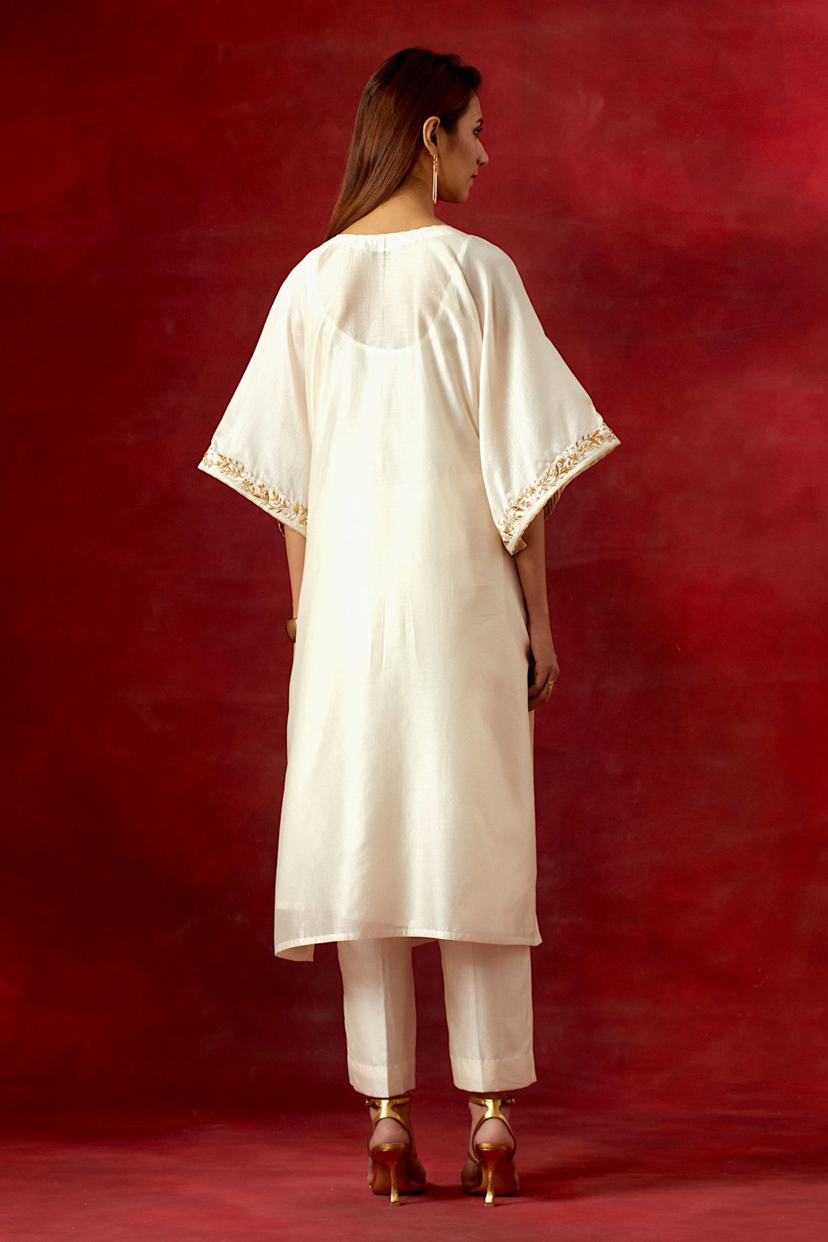 Off White Embroidered Yoke Kurta Set