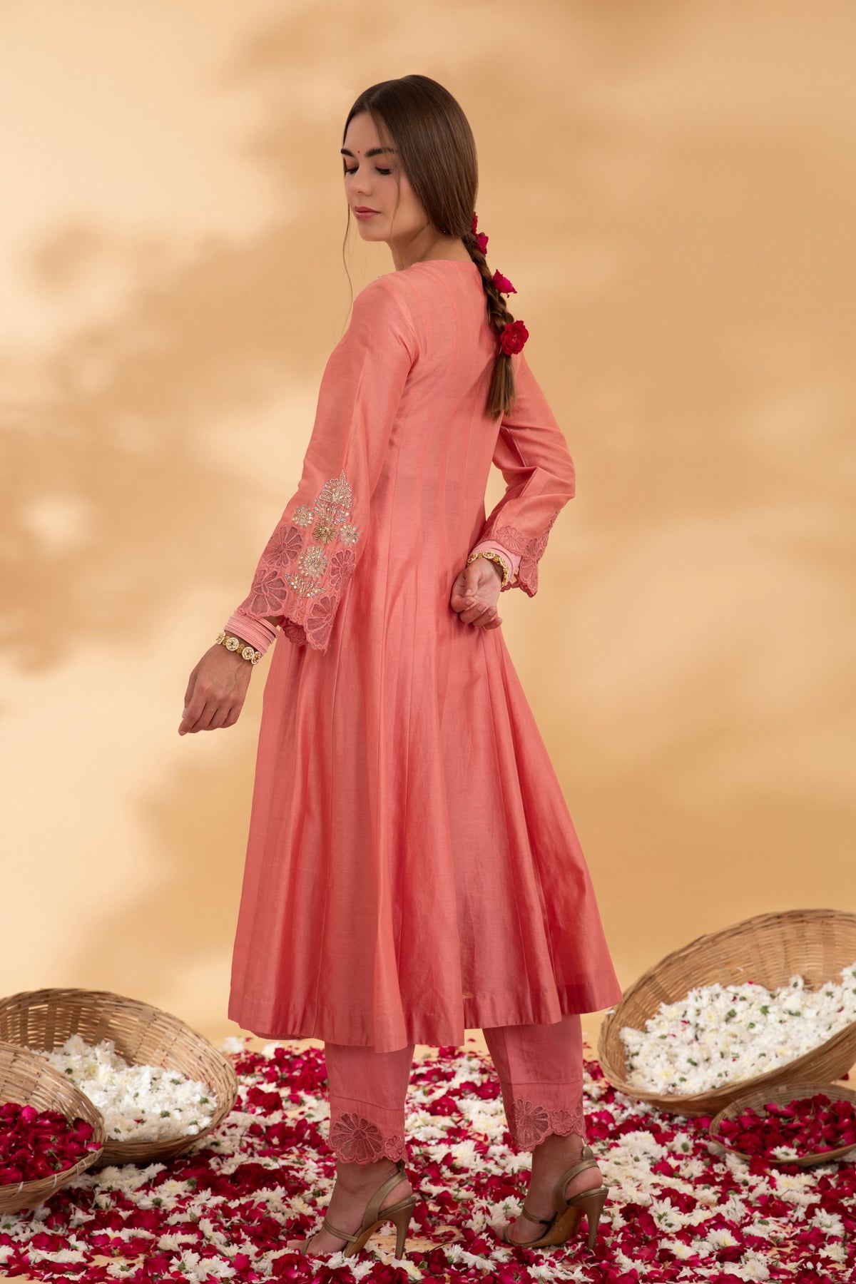 Rougue Pink Angrakha Anarkali Set