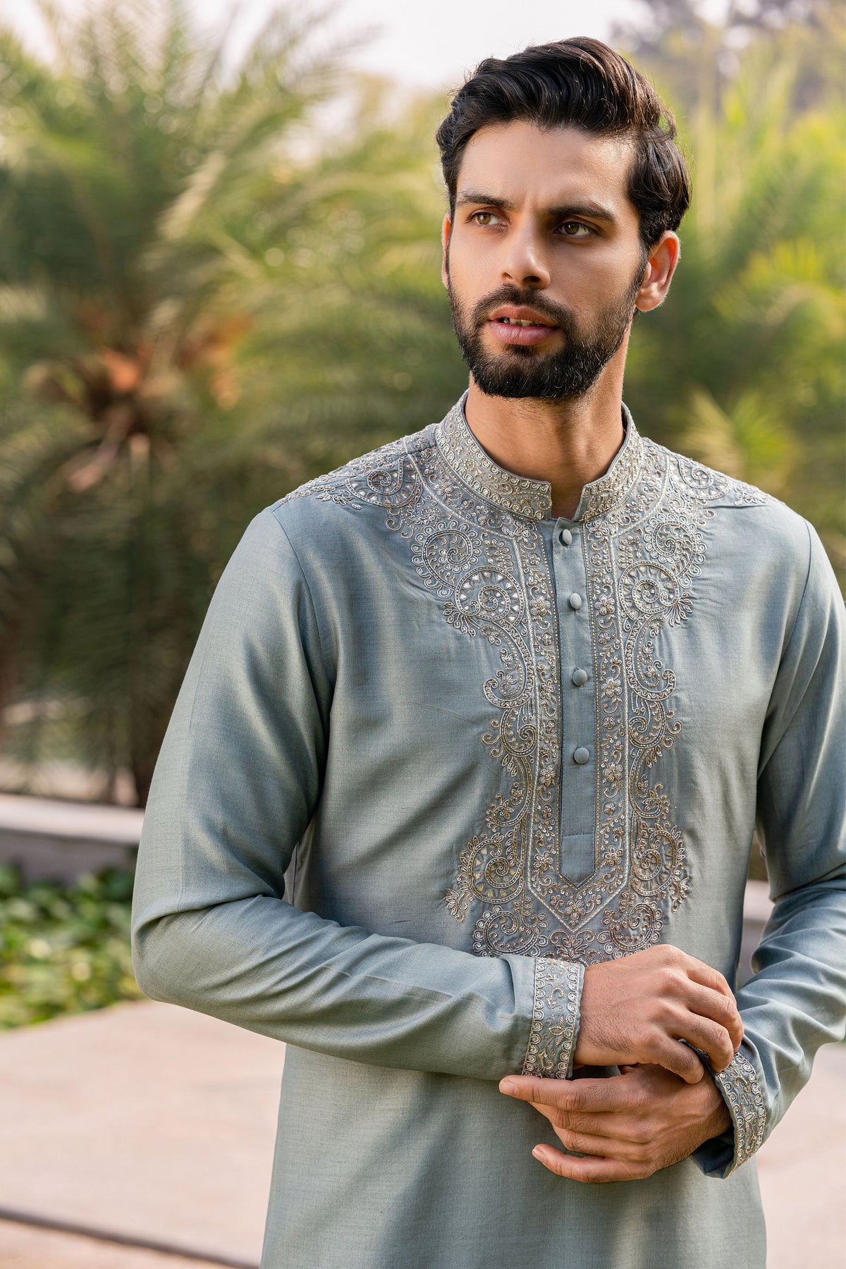 Teal Blue Embroidered Kurta Set