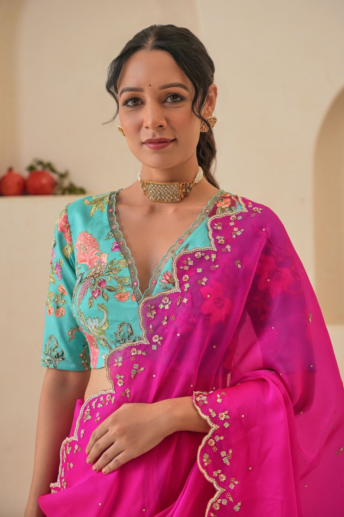 Nargis Saree Fiza Blouse in Magenta