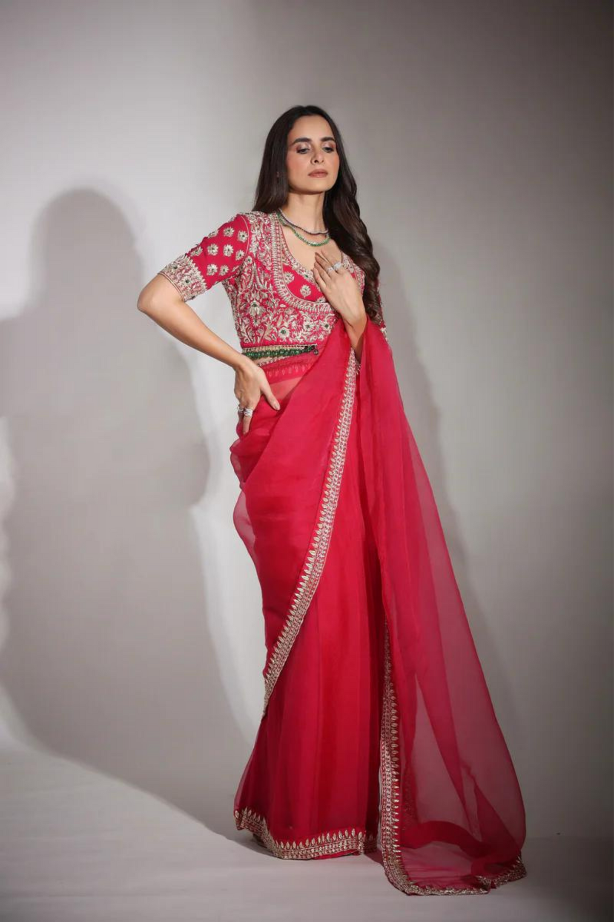 Cherry Red Saree