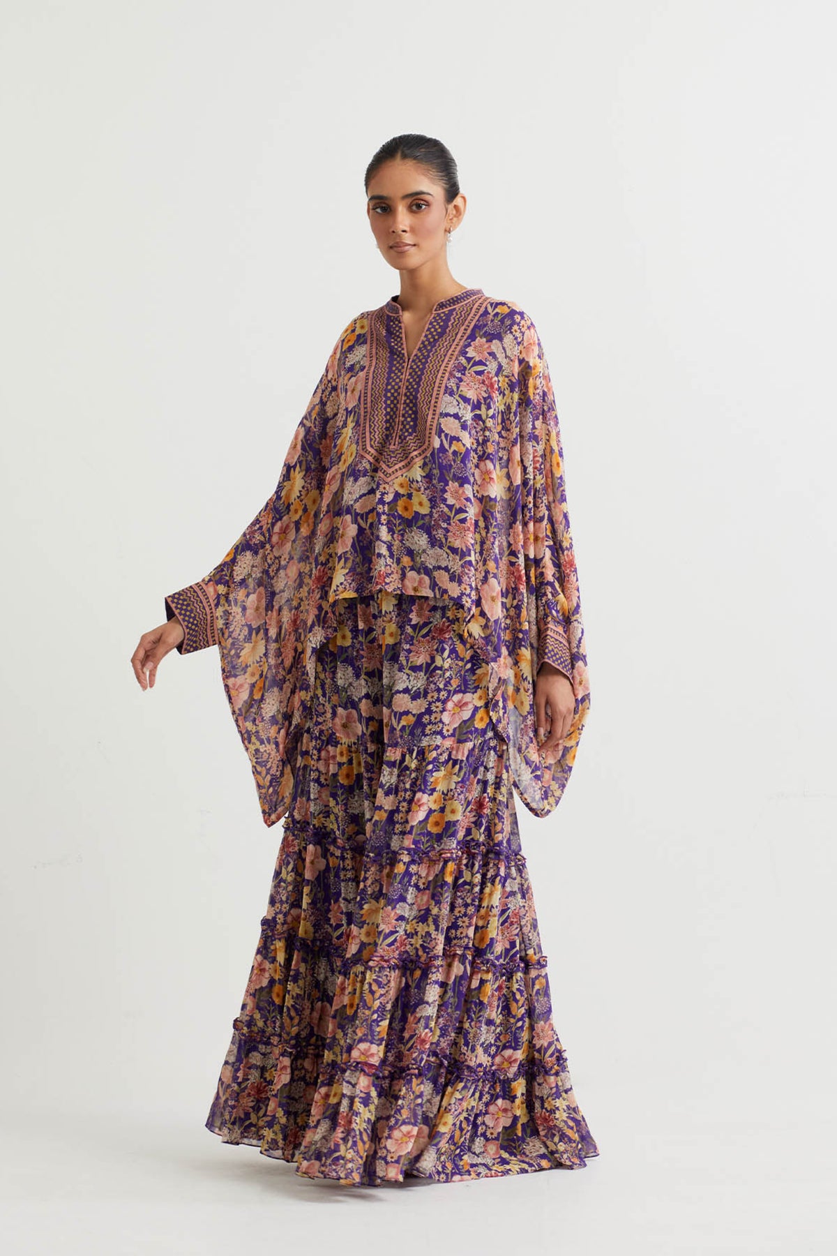 Printed Purple Sharara Set