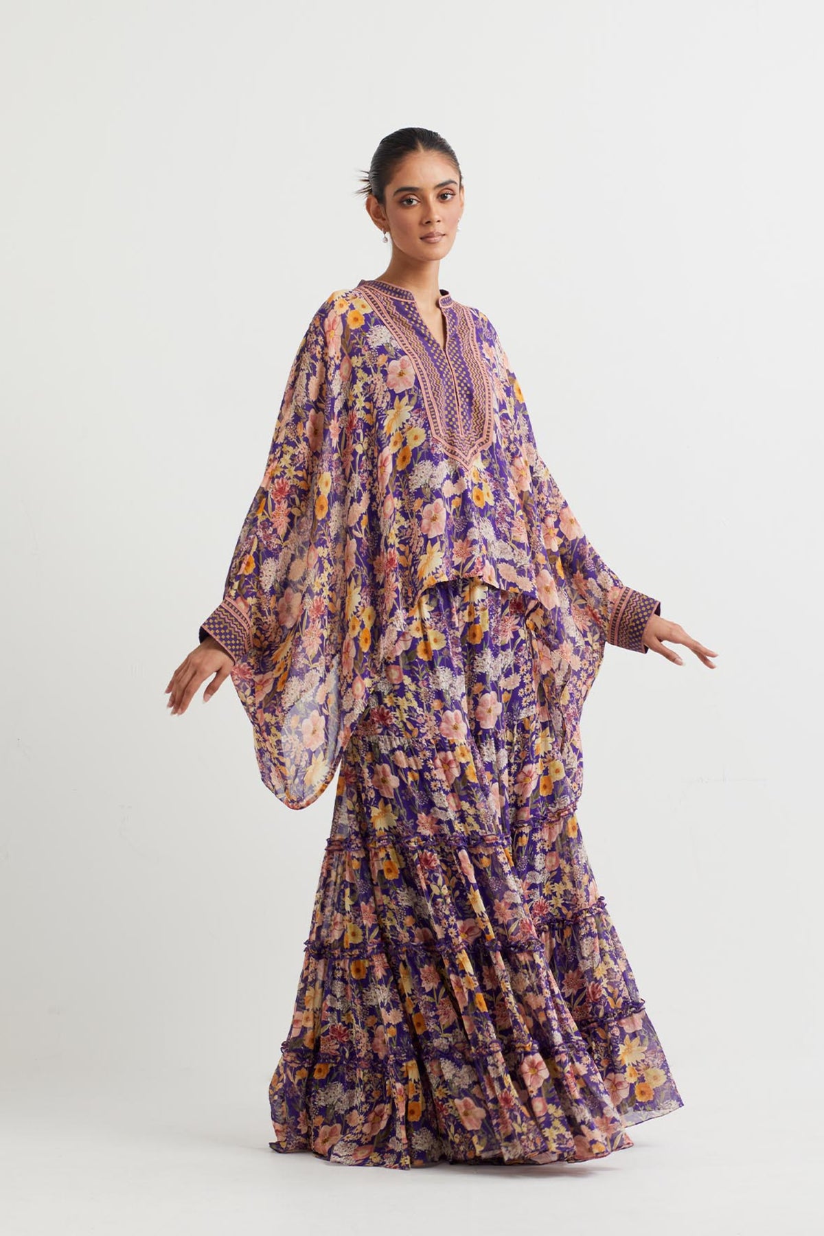 Printed Purple Sharara Set