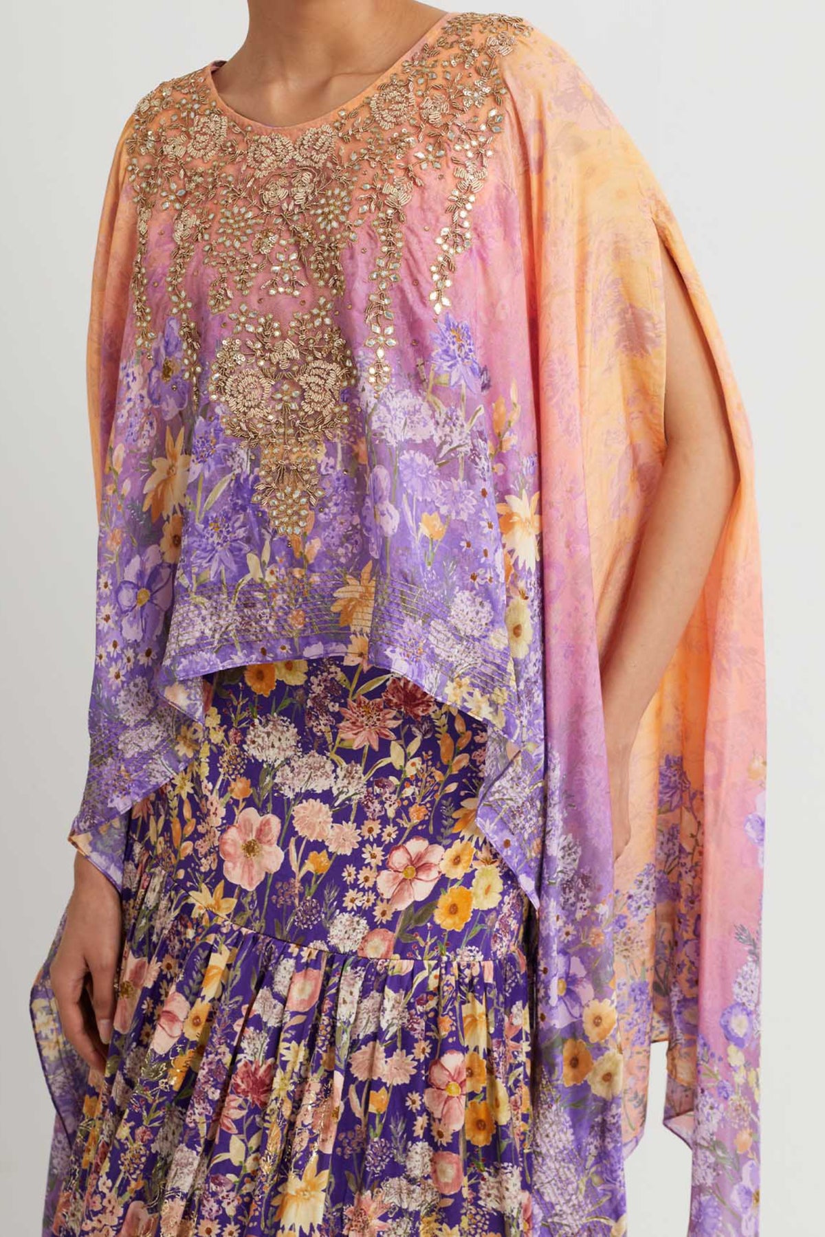 Purple Embroidered Sharara Set