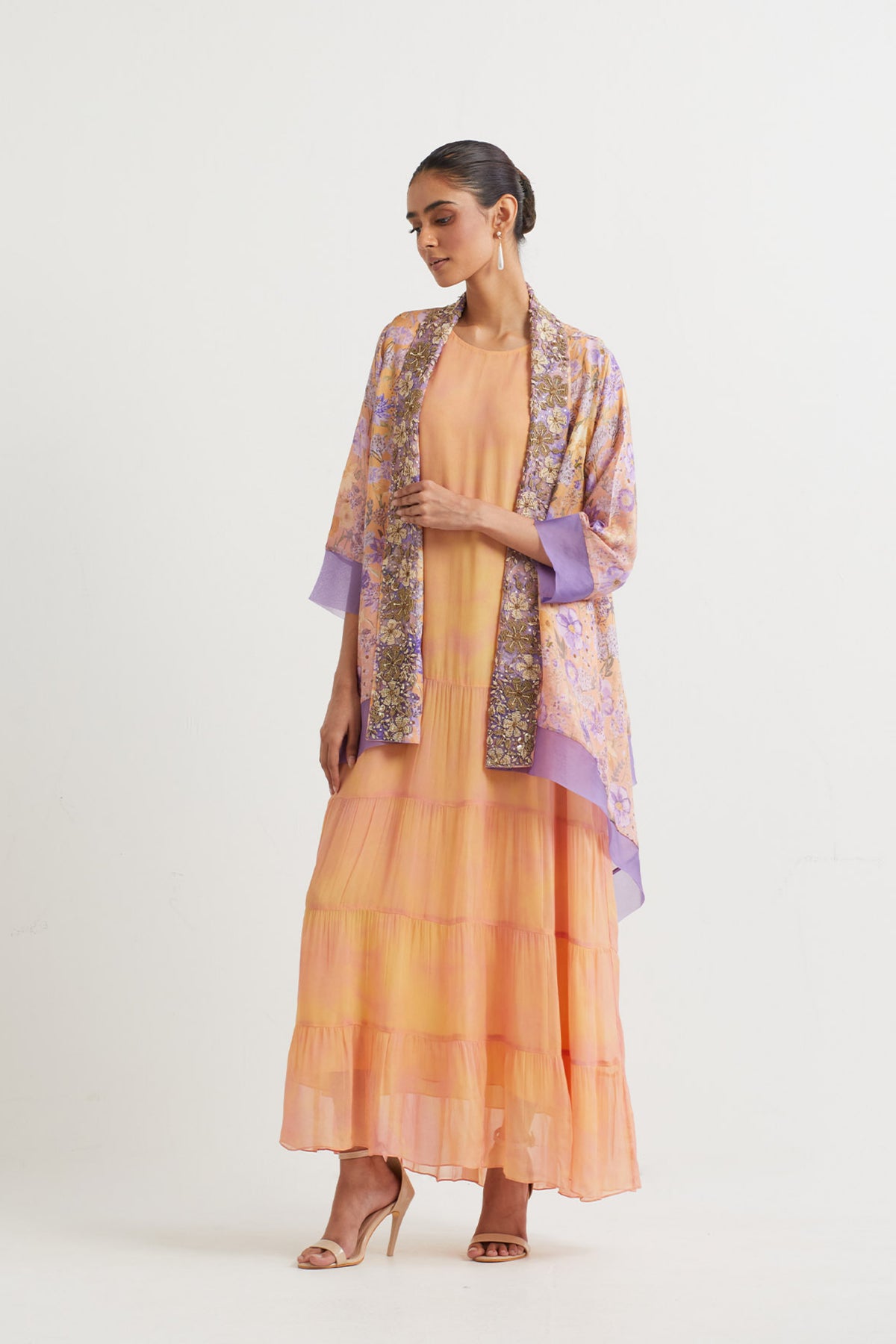 Chapka Printed Dress With Cape