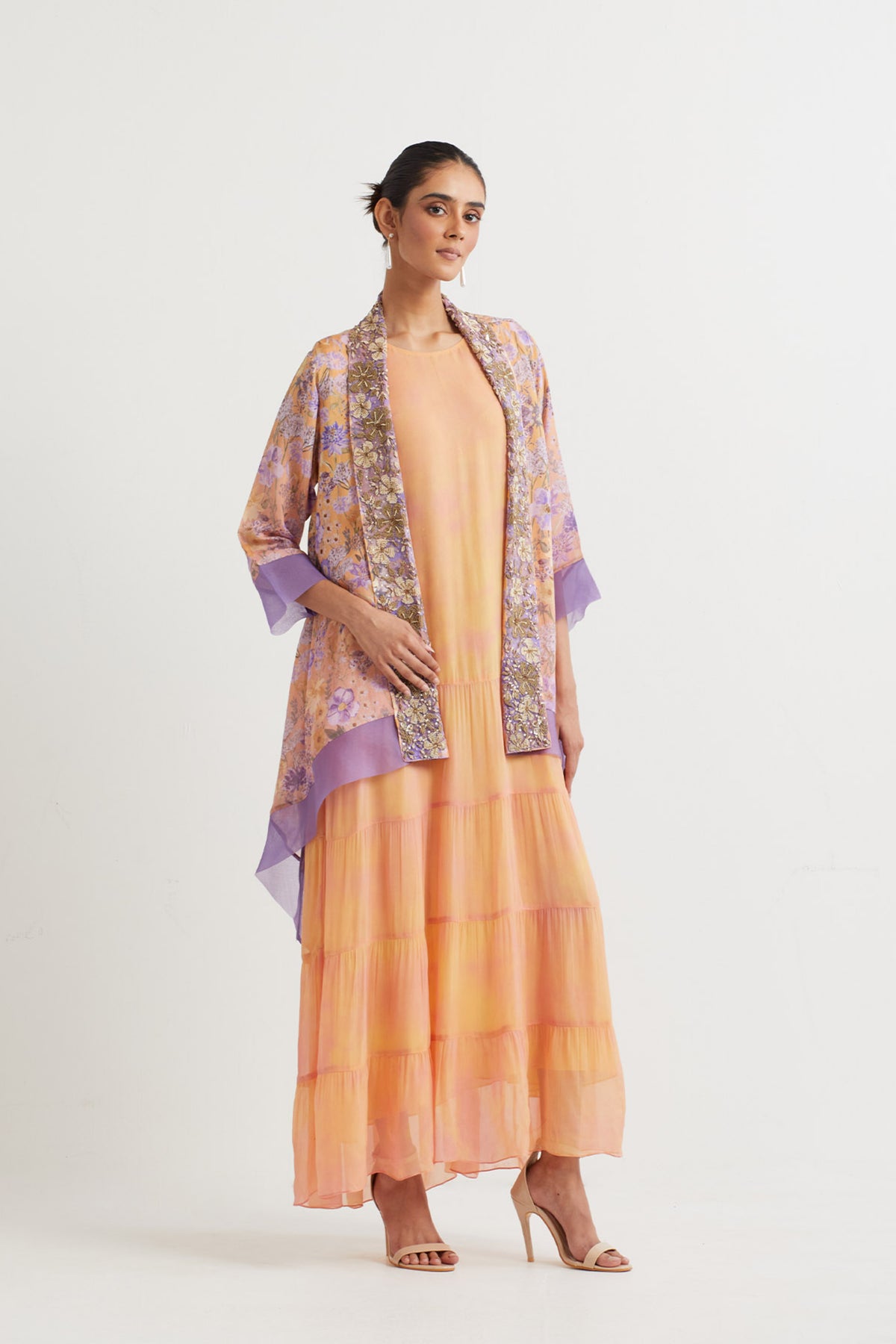 Chapka Printed Dress With Cape