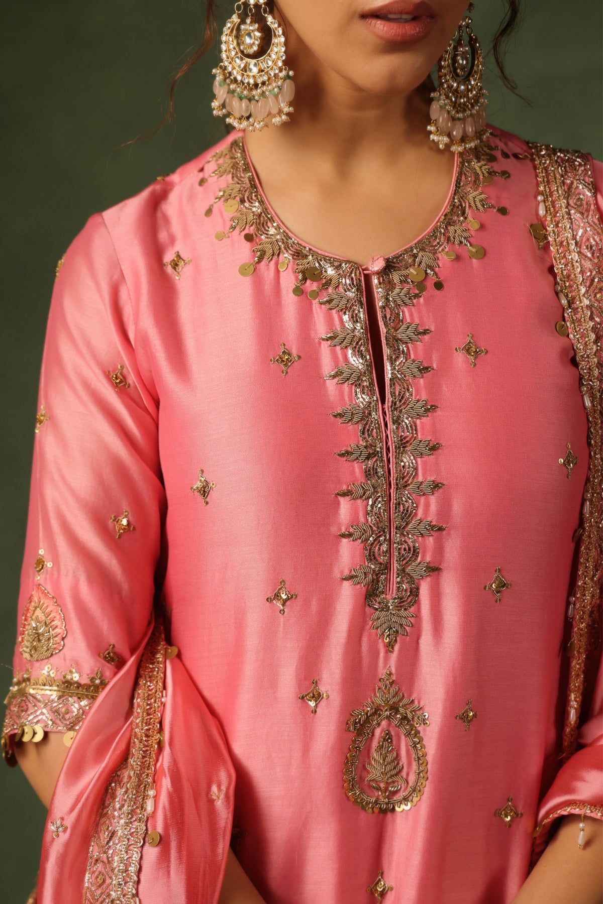 Peach Short Kurta Lehenga Set