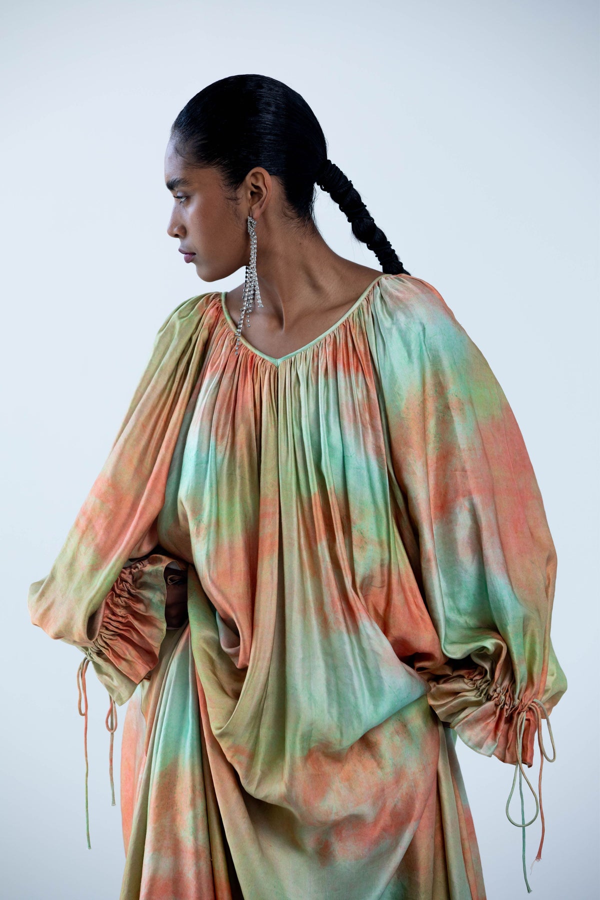 Maria Peach Texture Kaftan Dress