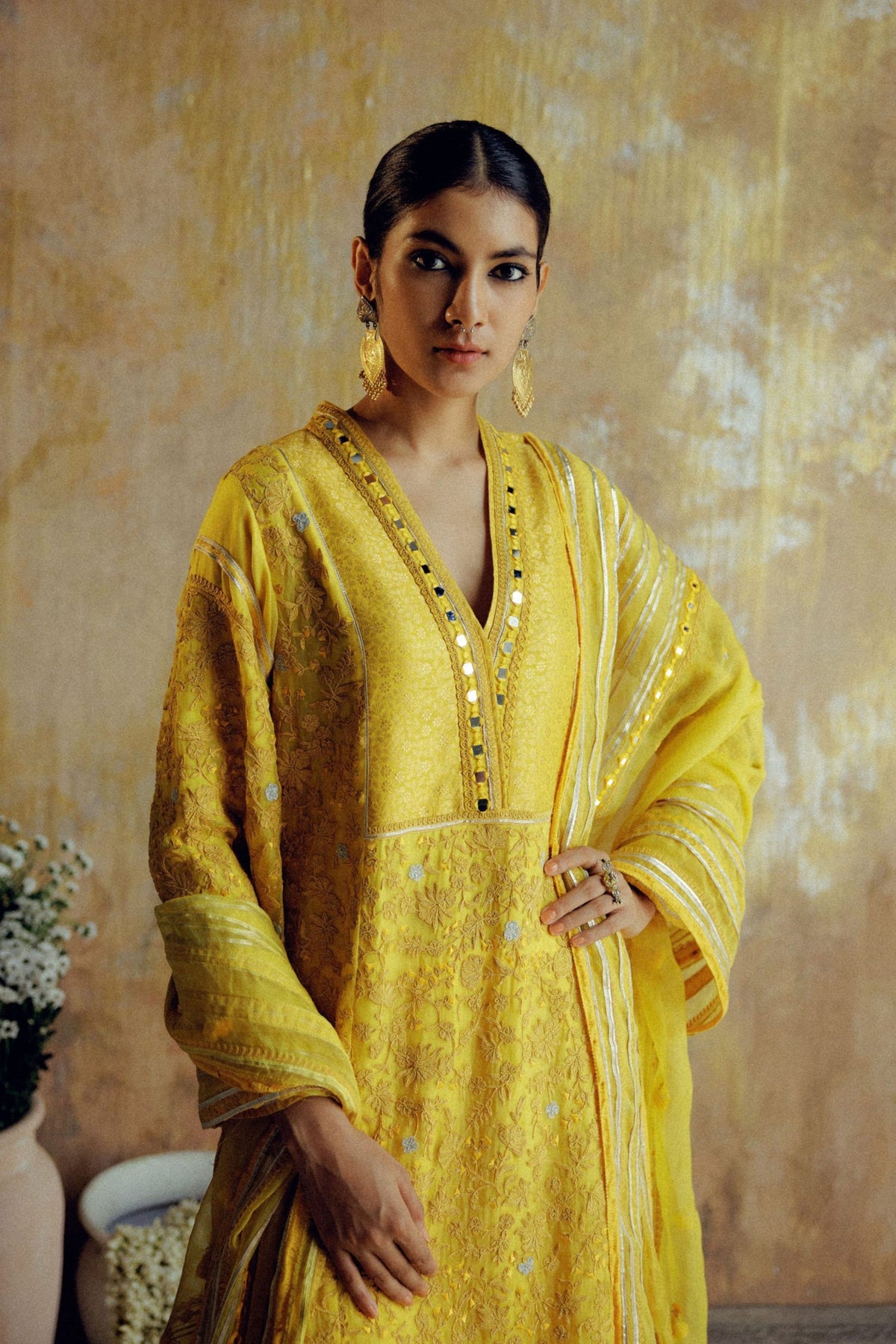 Yellow Tone A Line Kurta Set