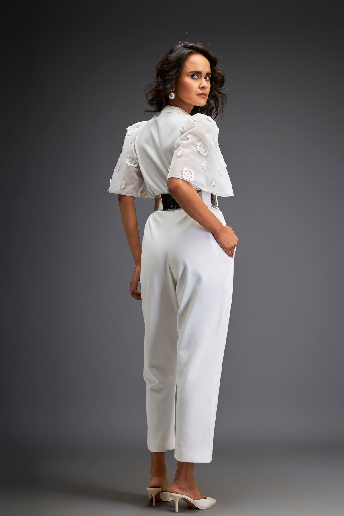 White Jumpsuit With Belt