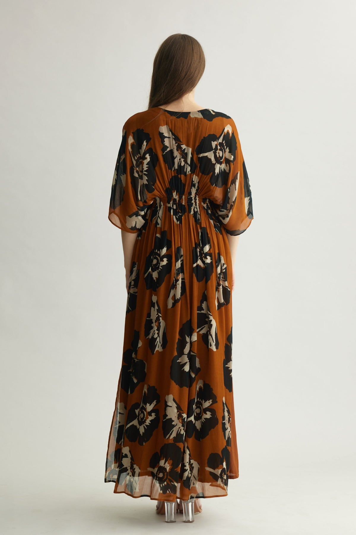 Black Floral Kaftan Dress