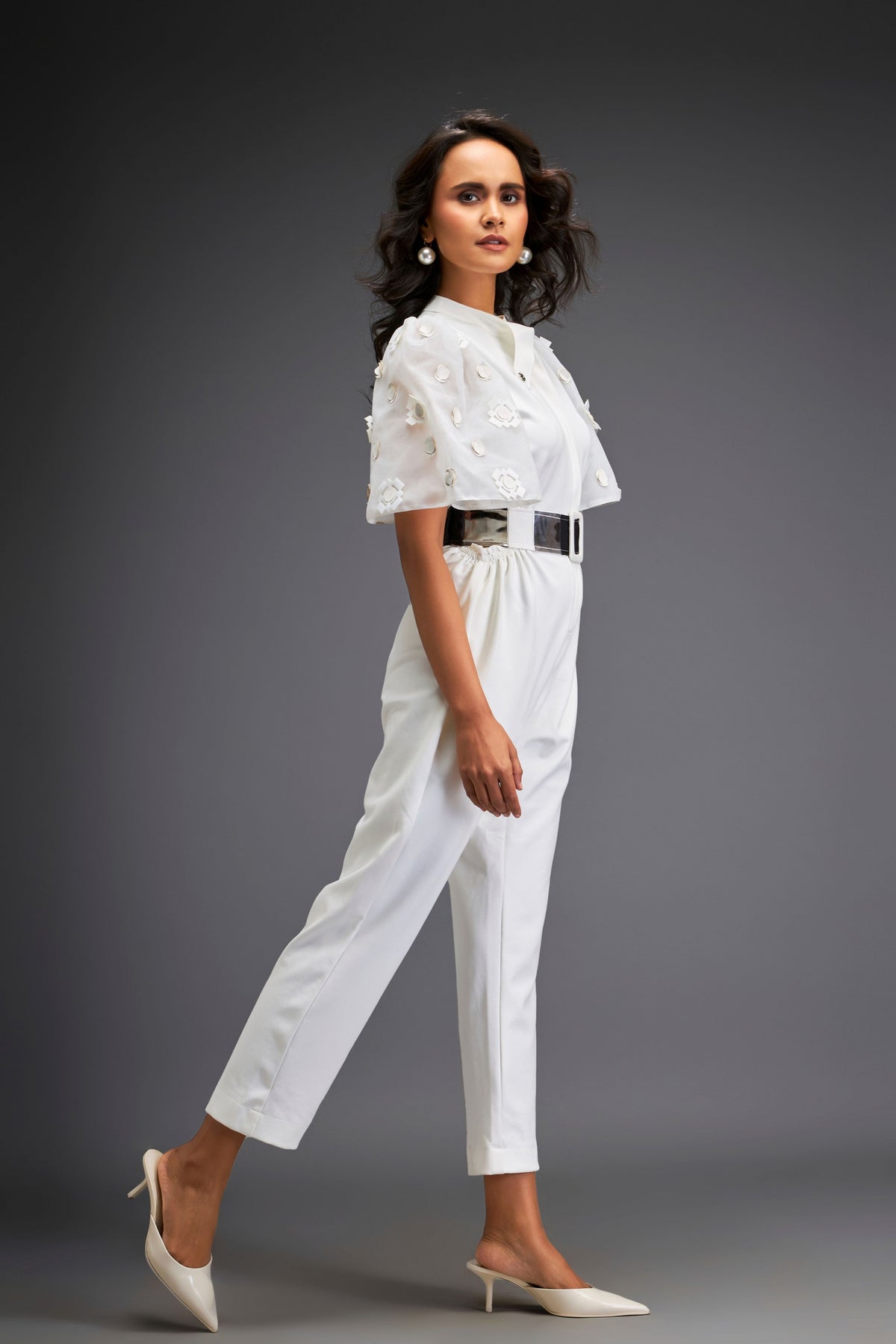 White Jumpsuit With Belt