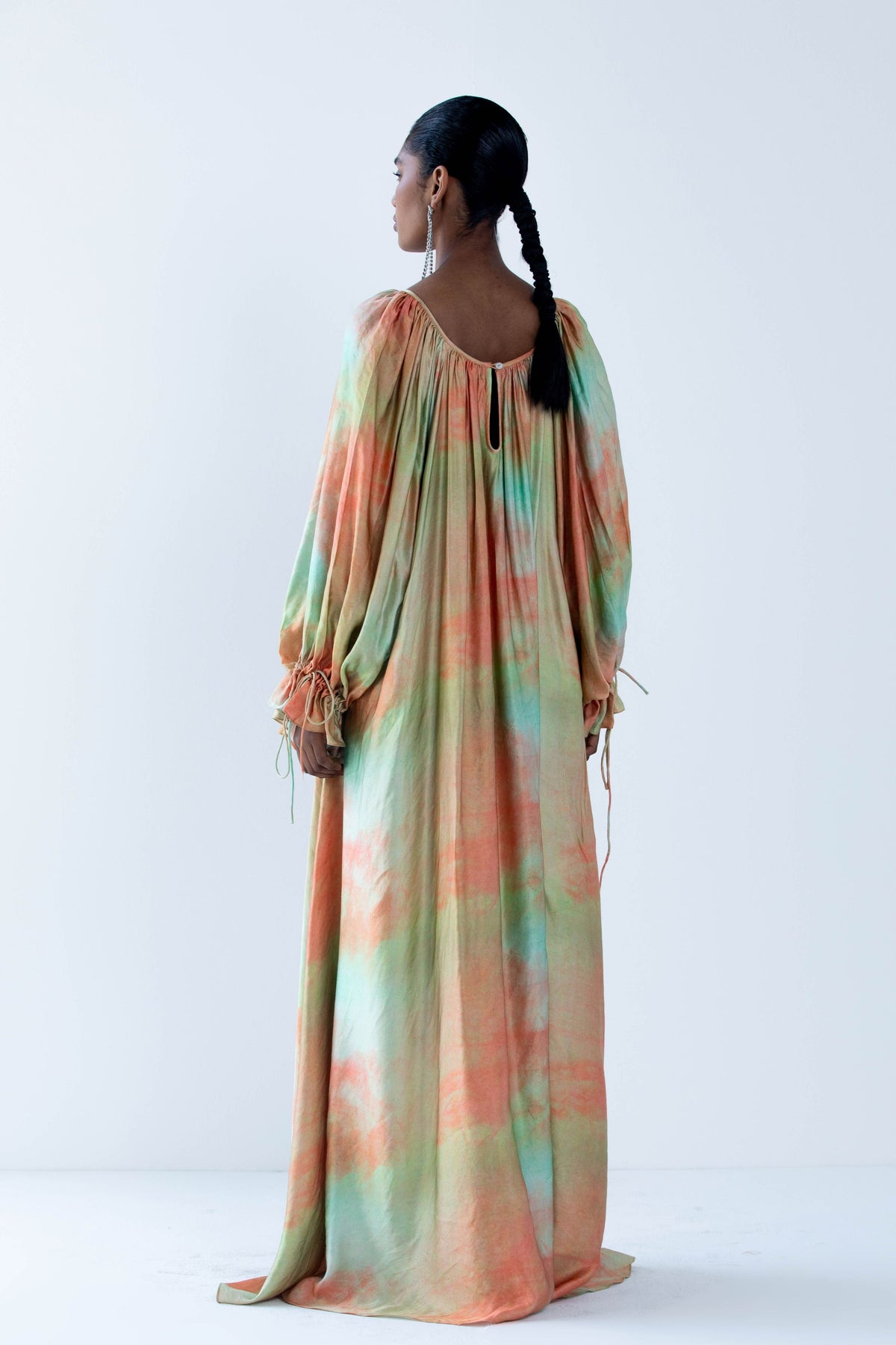 Maria Peach Texture Kaftan Dress