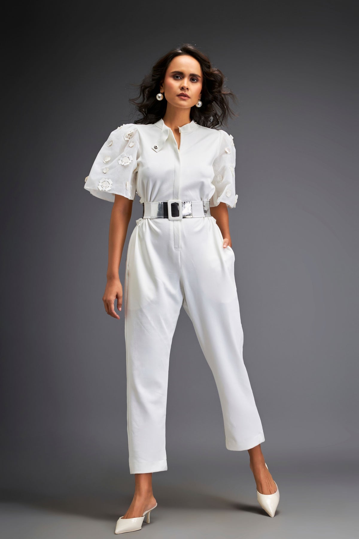 White Jumpsuit With Belt